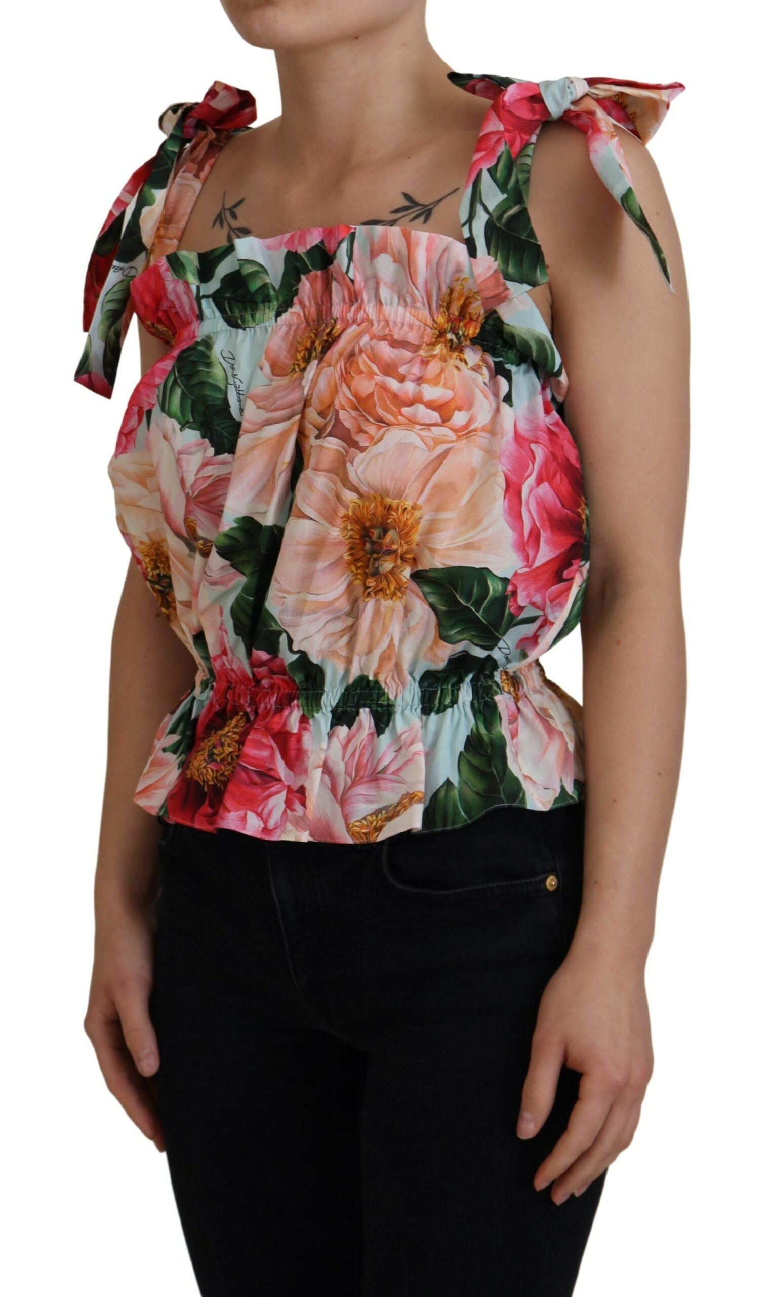Dolce & Gabbana Elegant Floral Print Sleeveless Tank Women's Top