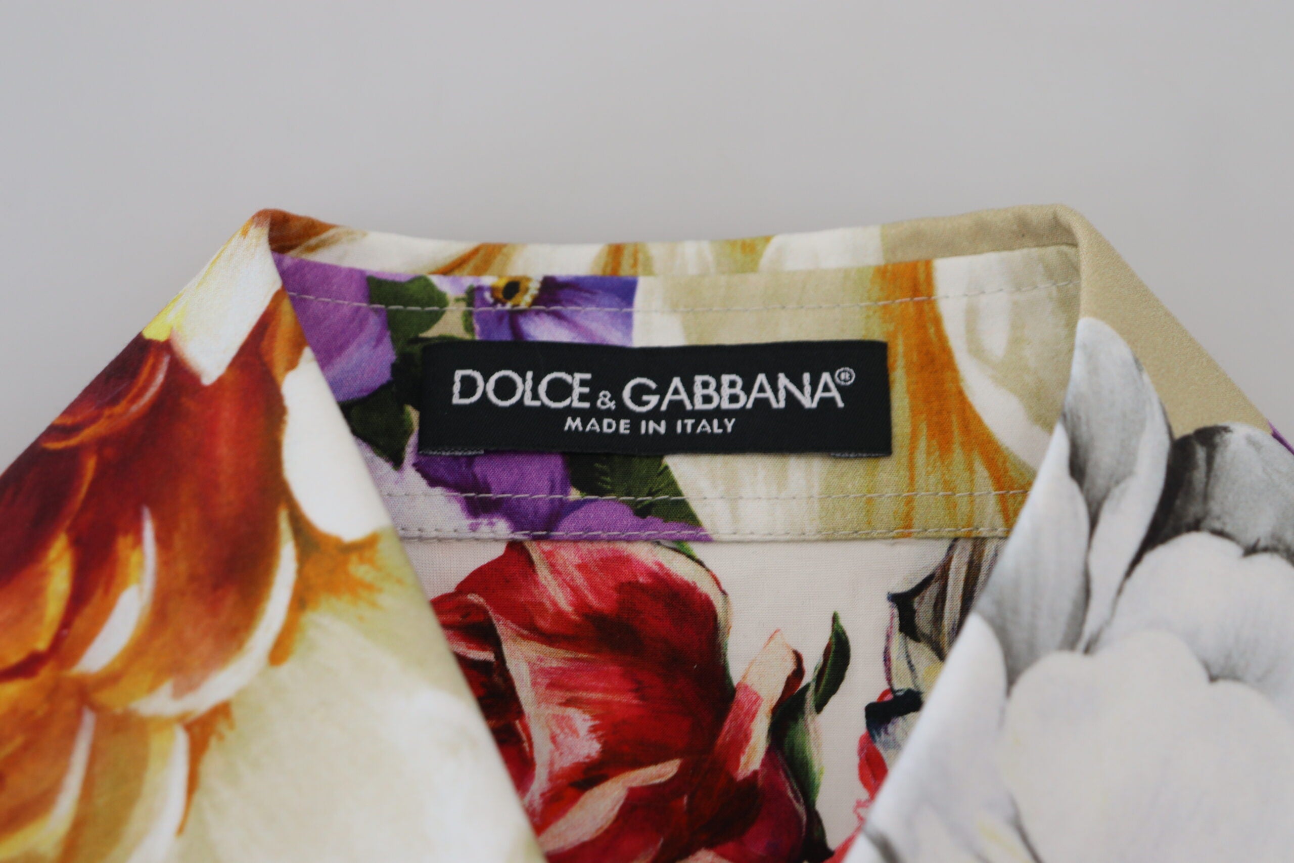 Dolce & Gabbana Multicolor Floral Cotton Collared Blouse Women's Top