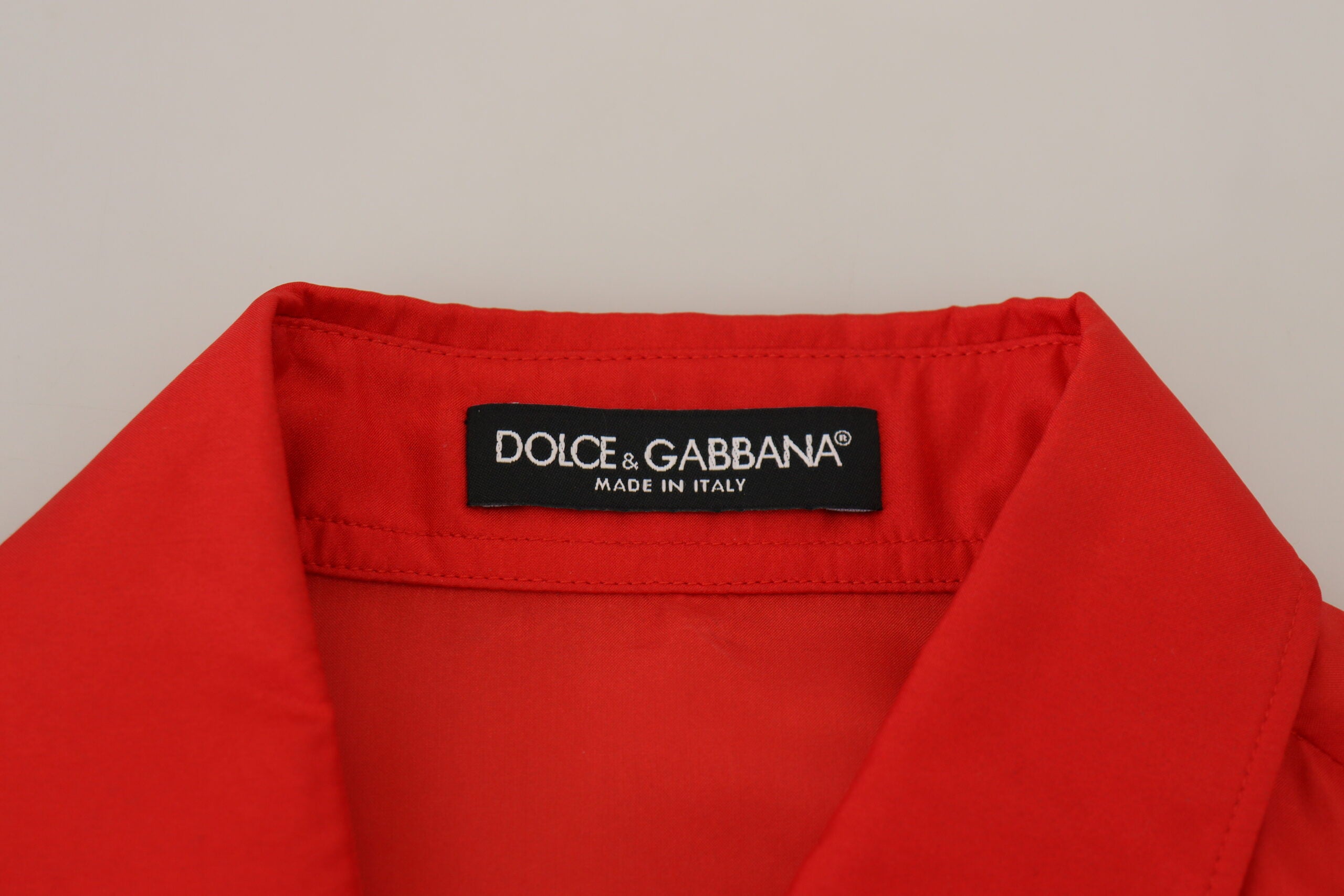 Dolce & Gabbana Red Silk Collared Long Sleeves Dress Shirt Women's Top