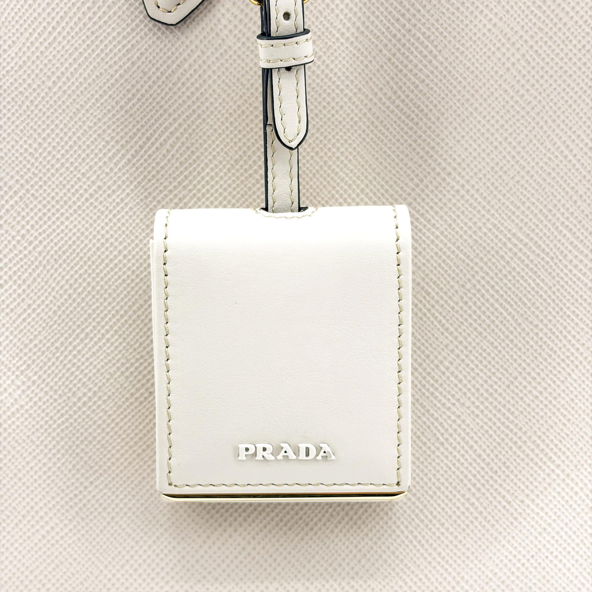 Prada Monochrome Saffiano With City Calf White Leather Tote Bag Bag (Pre-Owned)