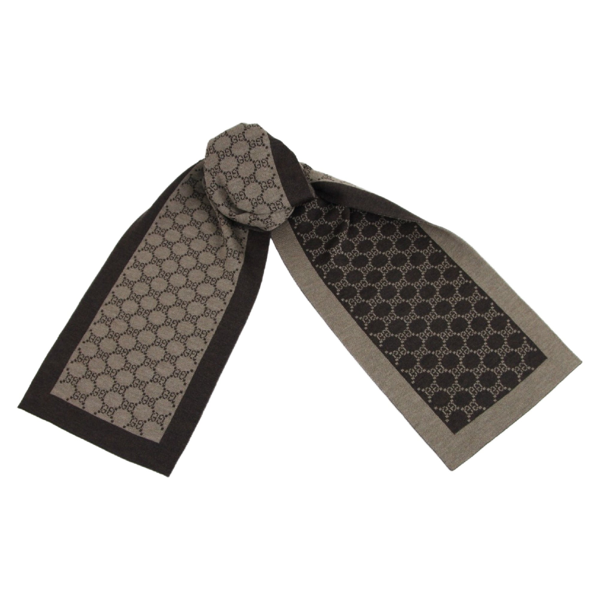 Gucci GG Guccissima Beige Brown Wool Scarf
