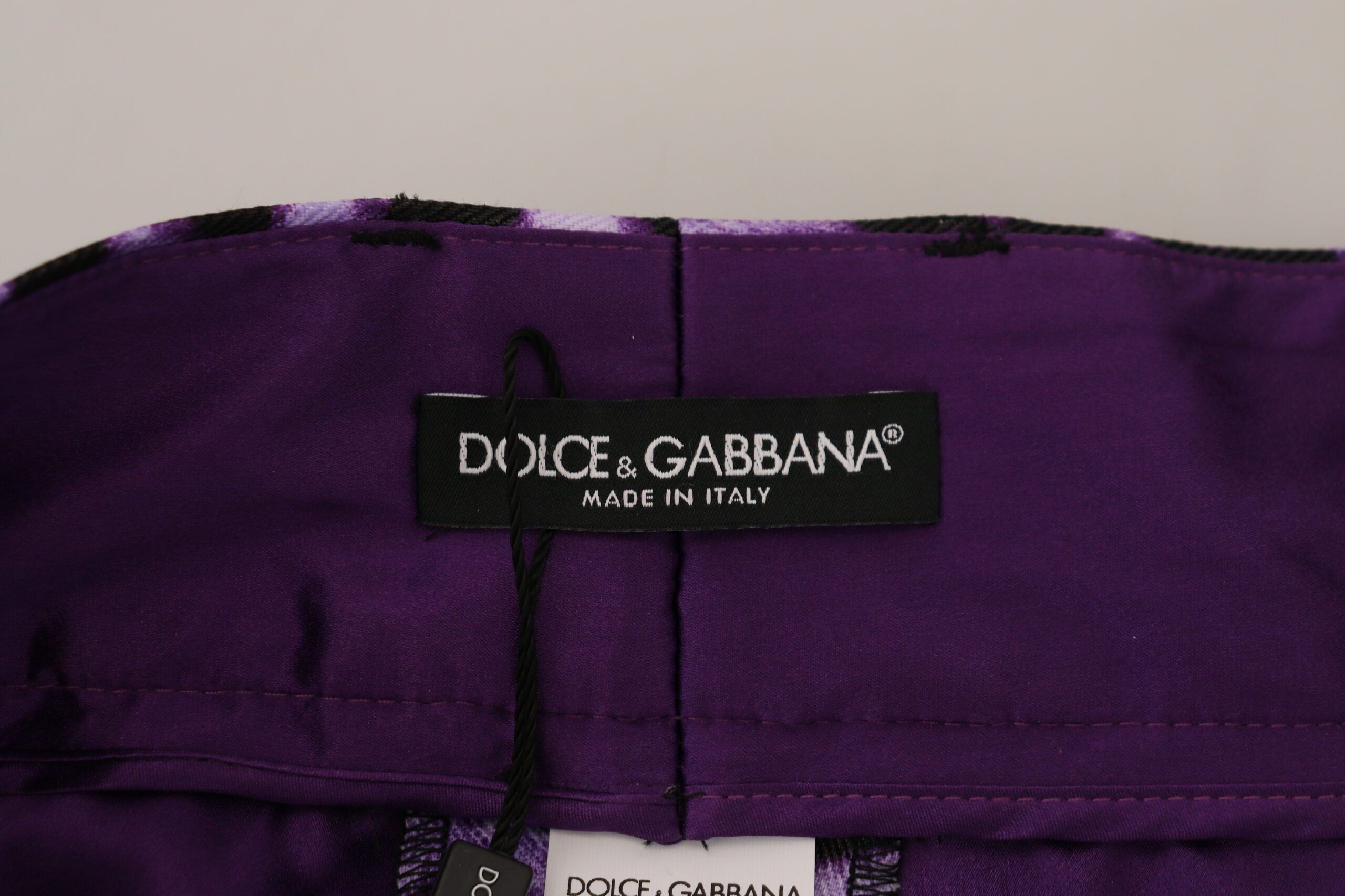 Dolce & Gabbana Purple Leopard Print High Waist Women's Pants