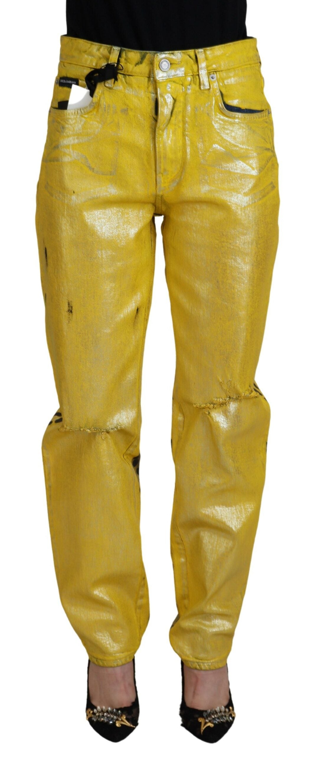 Dolce & Gabbana Chic High Waist Straight Jeans in Vibrant Women's Yellow