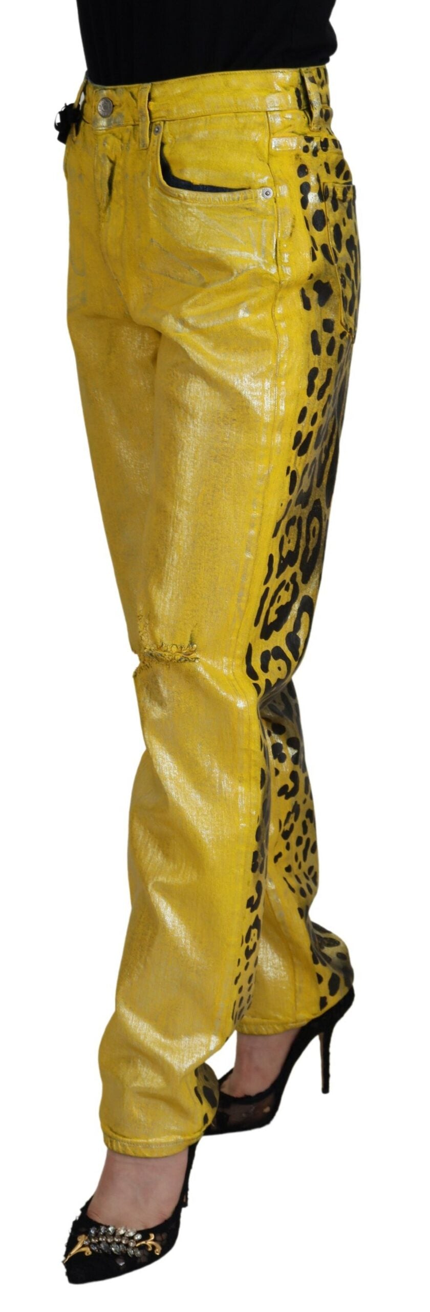 Dolce & Gabbana Chic High Waist Straight Jeans in Vibrant Women's Yellow