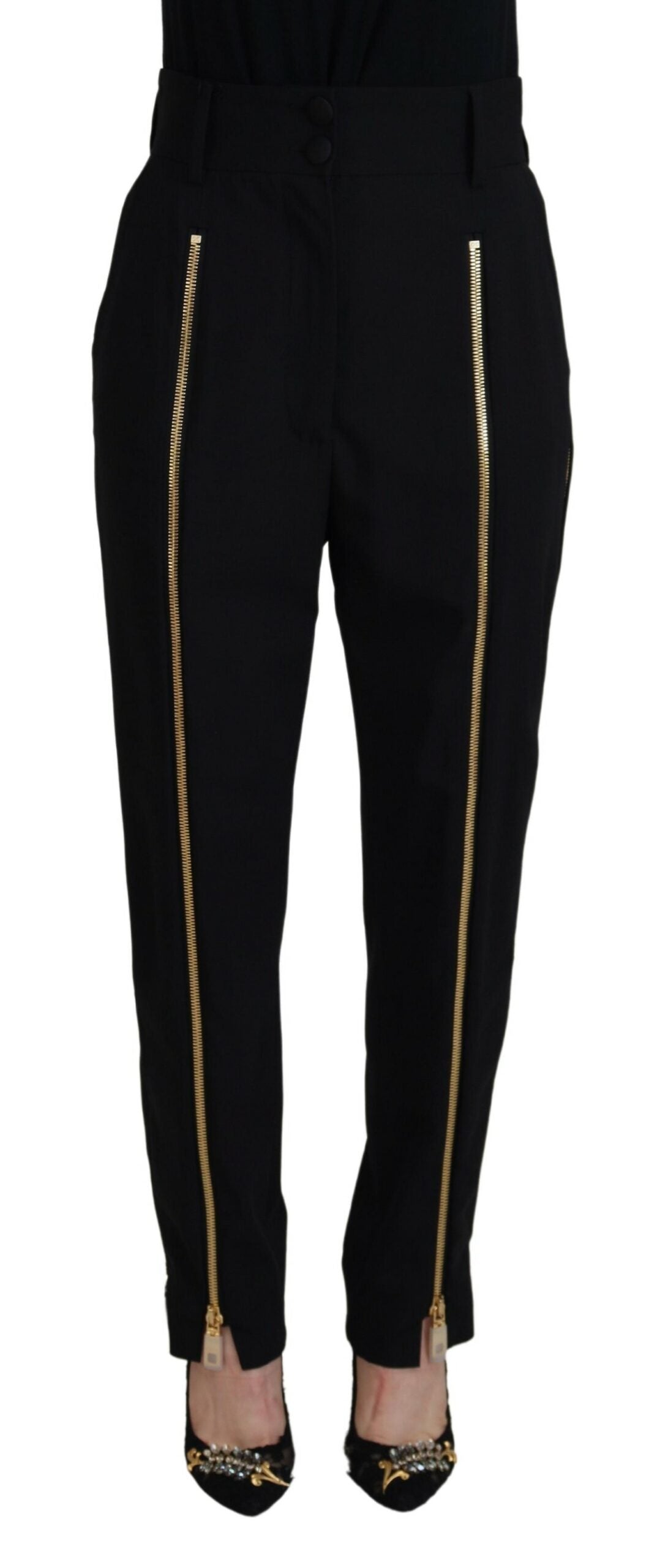Dolce & Gabbana Elegant High Waist Tapered Wool Women's Pants