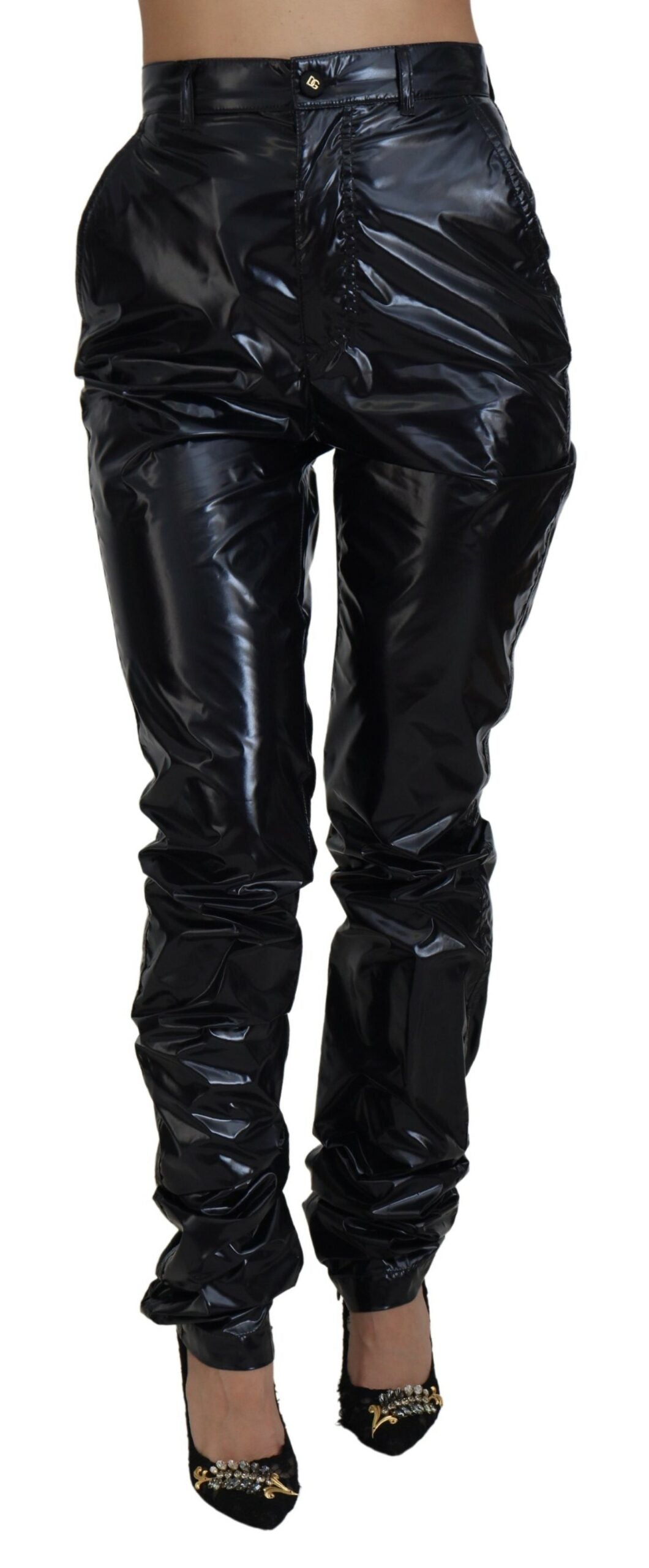 Dolce & Gabbana Black Nylon High Waist Skinny Women's Pants