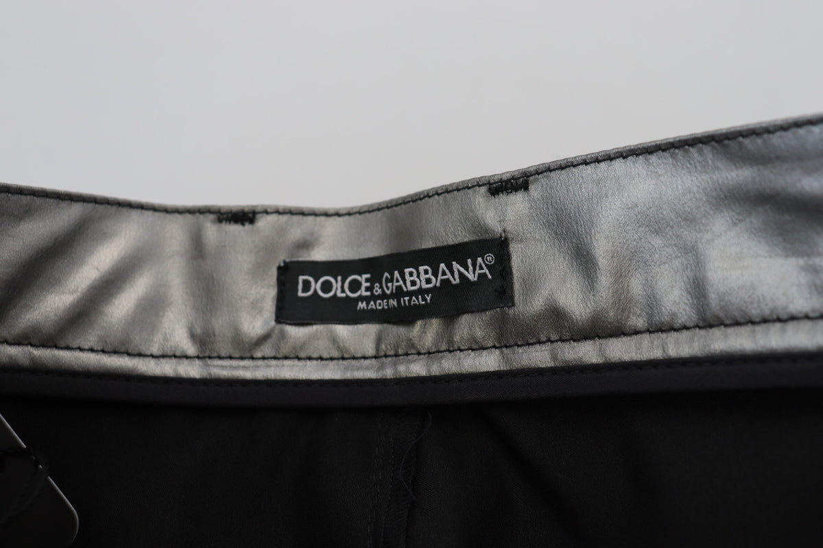 Dolce & Gabbana Metallic Silver High Waist Skinny Women's Pants