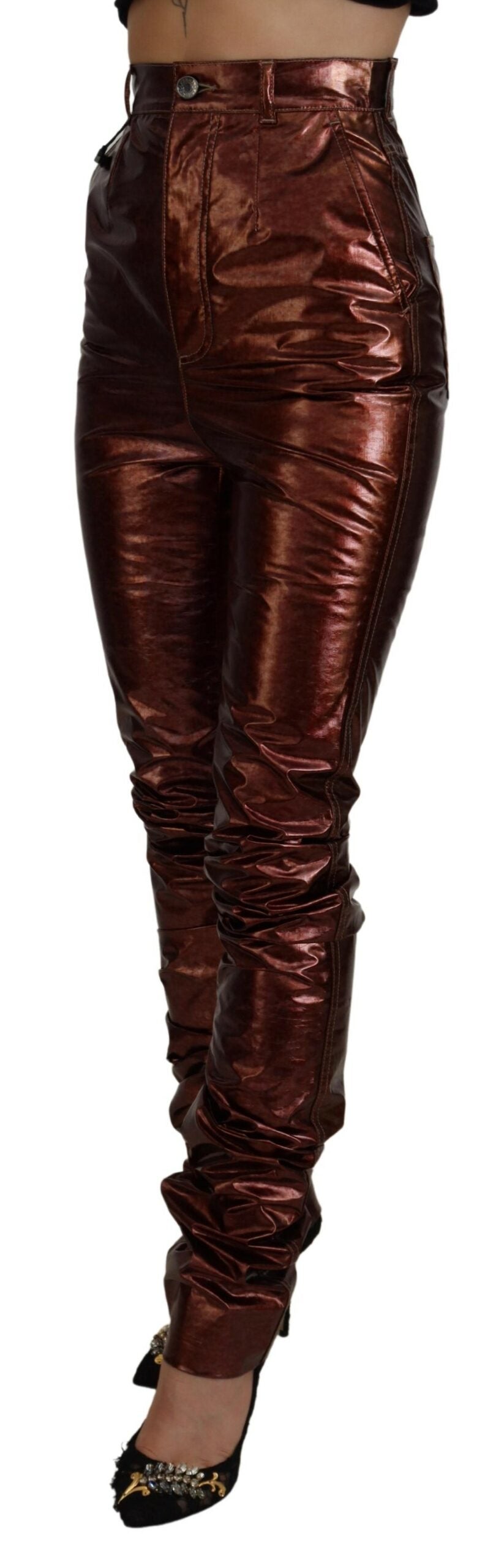 Dolce & Gabbana Metallic Bronze High Waist Skinny Women's Jeans