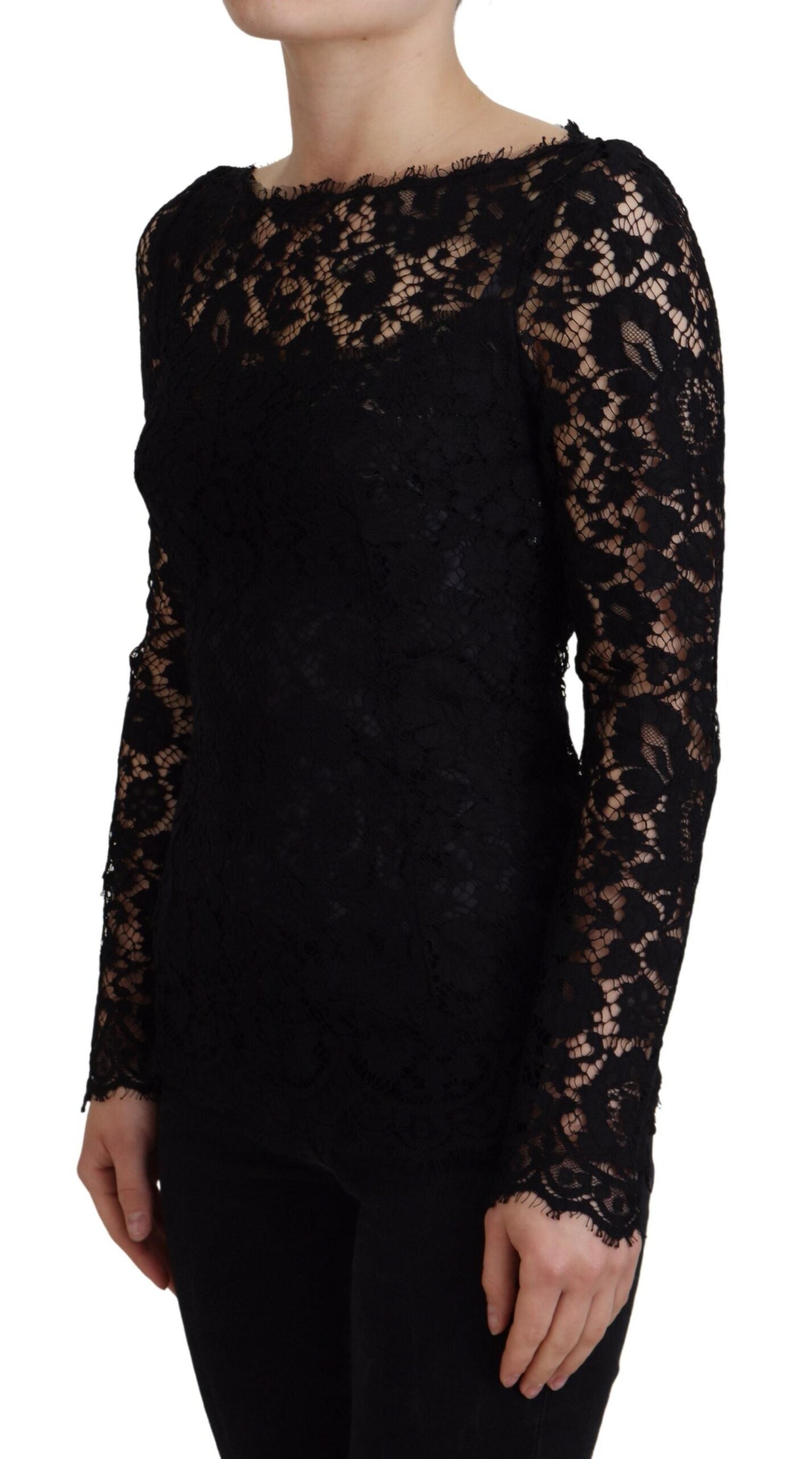 Dolce & Gabbana Elegant Floral Lace Long Sleeve Women's Top