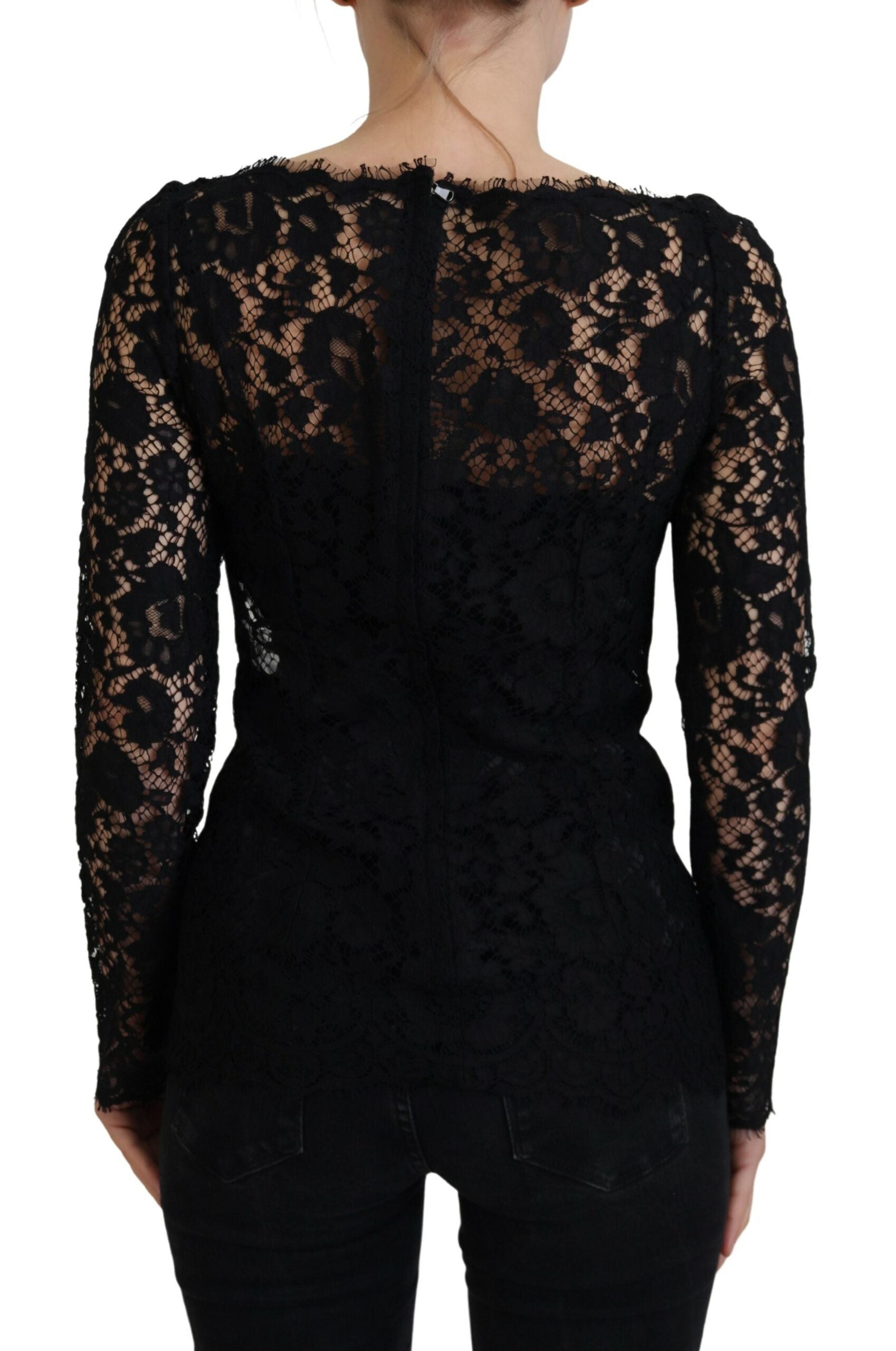 Dolce & Gabbana Elegant Floral Lace Long Sleeve Women's Top