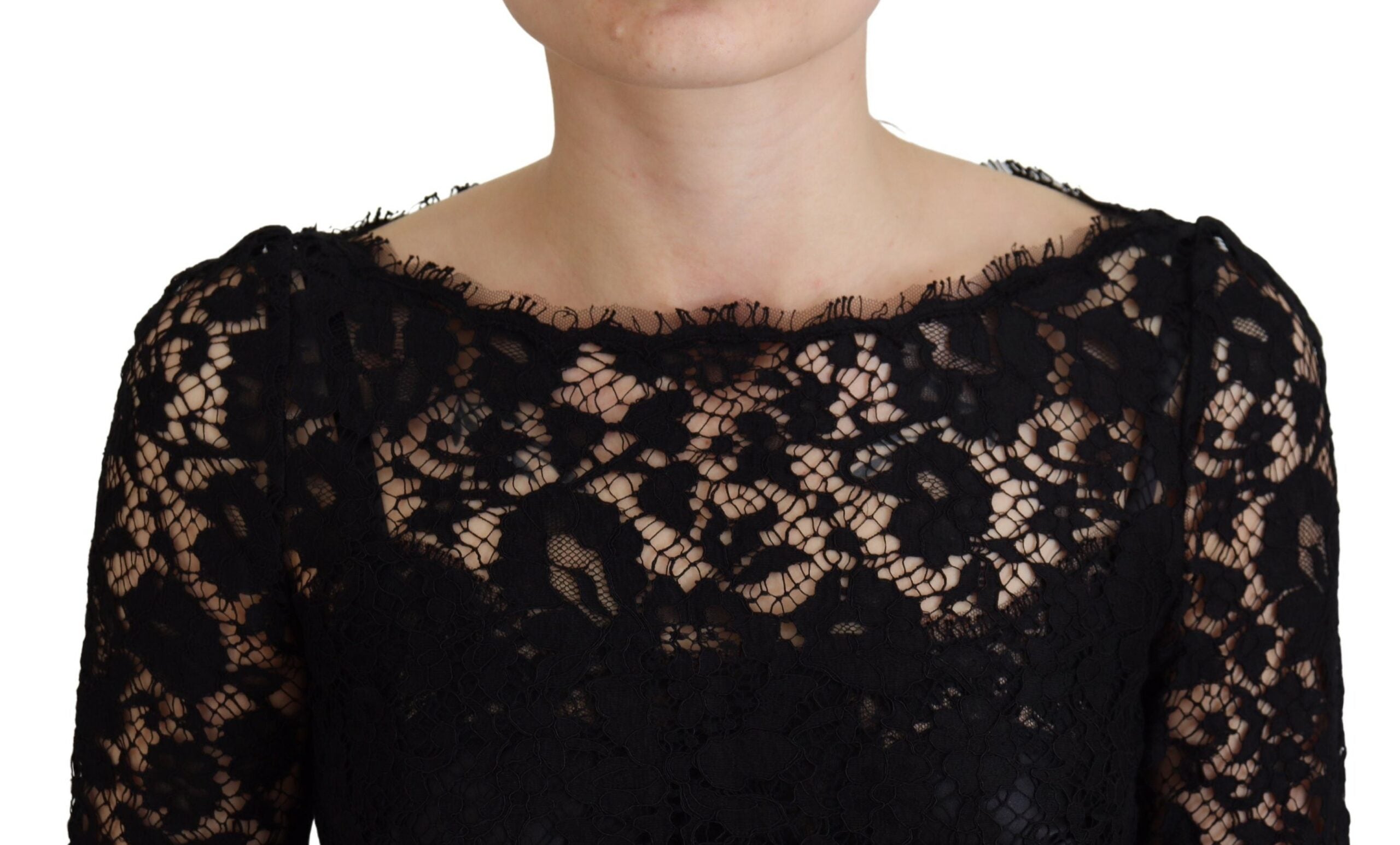 Dolce & Gabbana Elegant Floral Lace Long Sleeve Women's Top