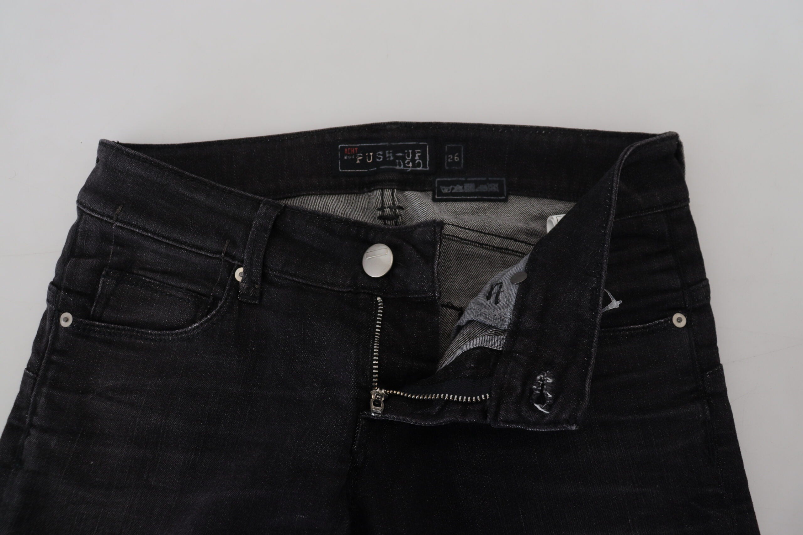 Acht Black Cotton Low Waist Slim Fit Women Casual Denim Women's Jeans