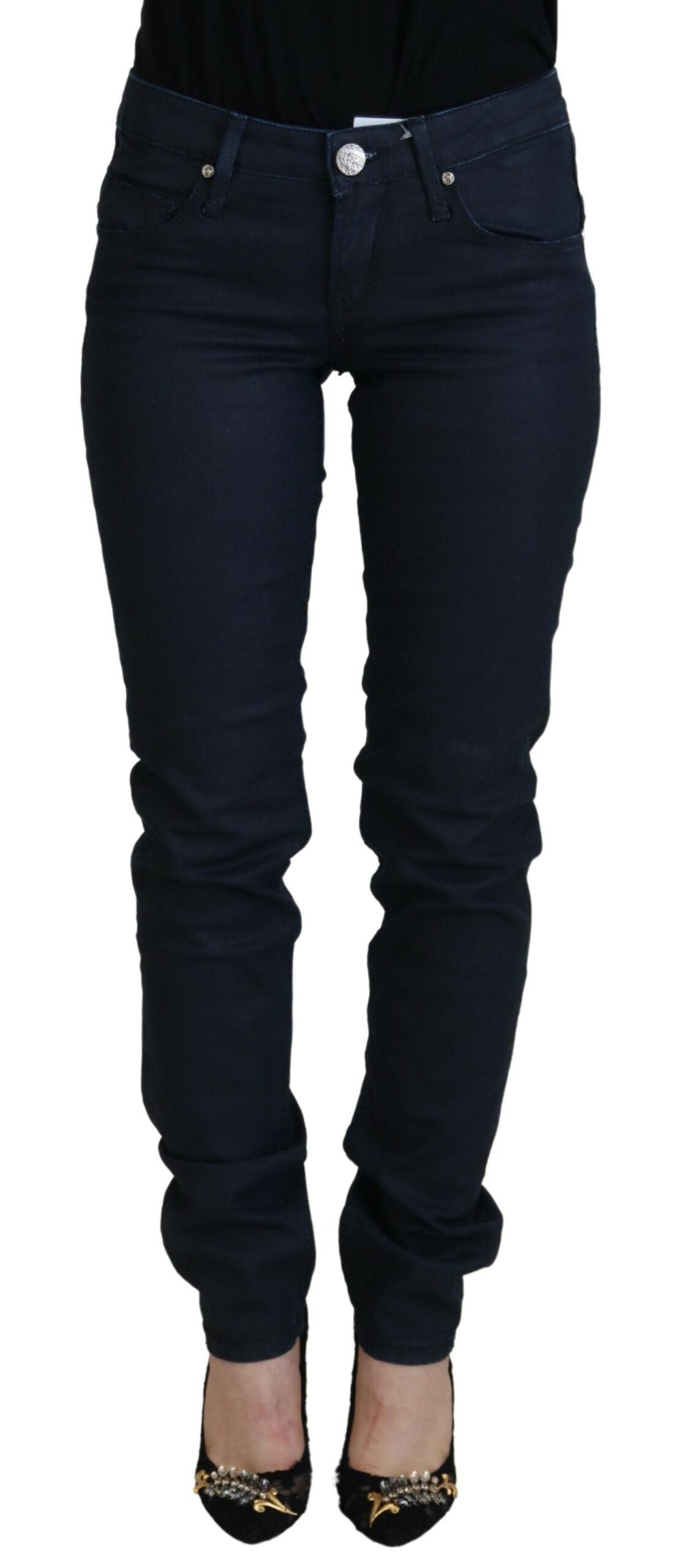 Acht Blue Cotton Low Waist Slim Fit Women Casual Denim Women's Jeans