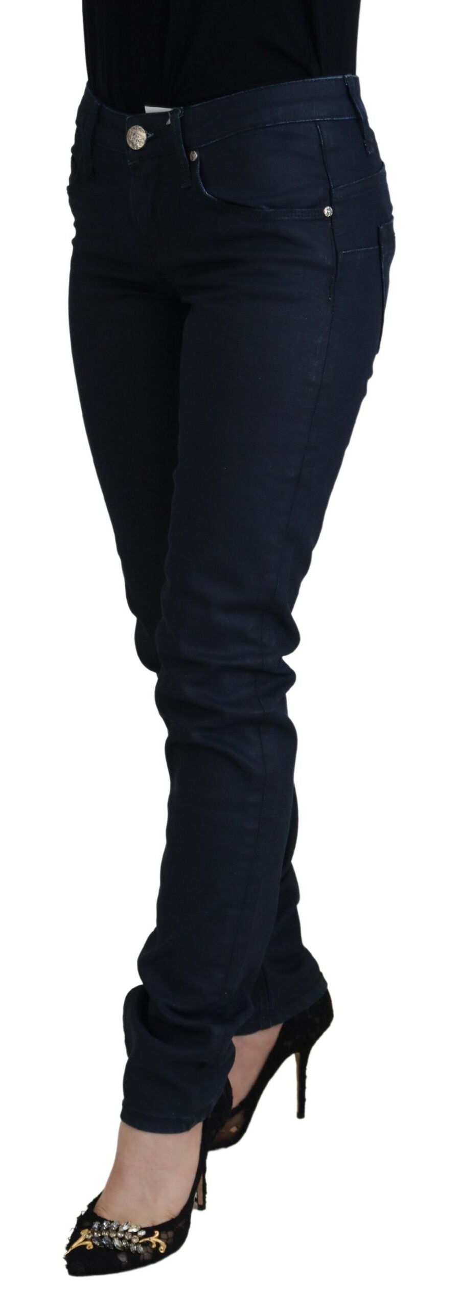 Acht Blue Cotton Low Waist Slim Fit Women Casual Denim Women's Jeans