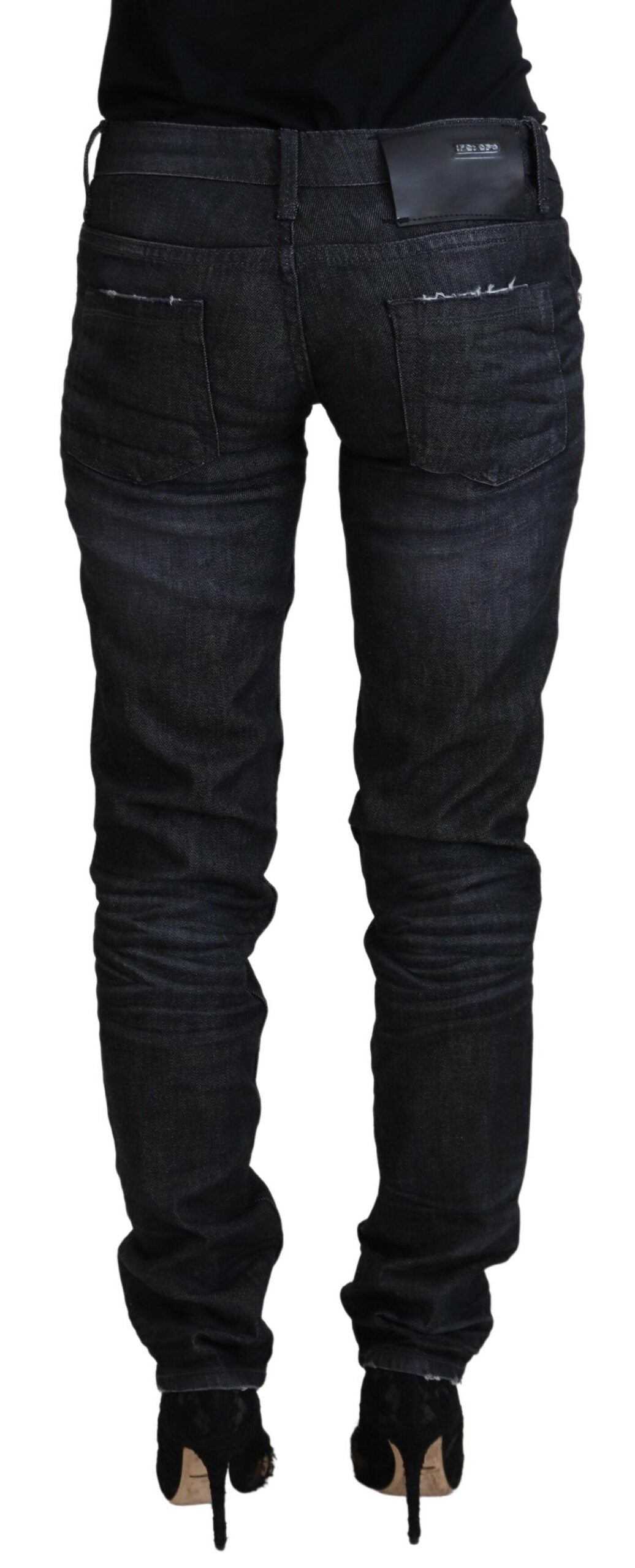 Acht Black Cotton Low Waist Slim Fit Women Casual Denim Women's Jeans