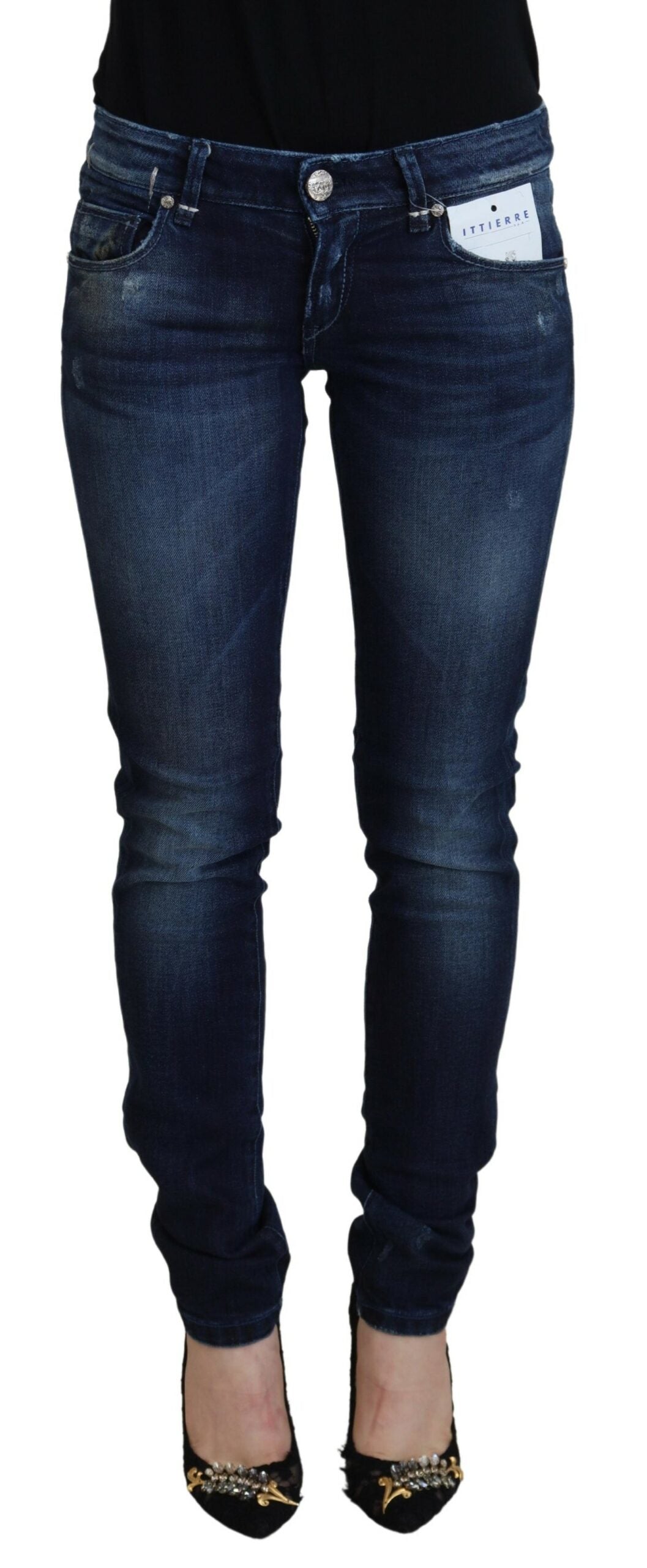 Acht Blue Cotton Low Waist Slim Fit Women Casual Denim Women's Jeans