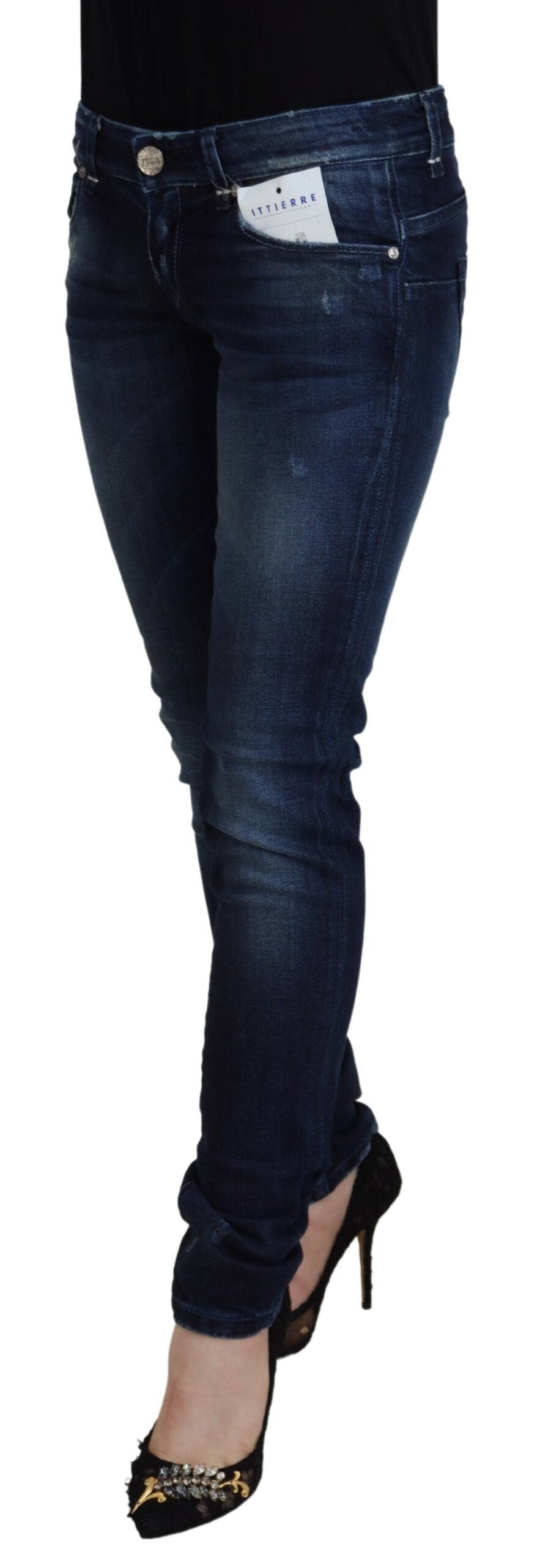 Acht Blue Cotton Low Waist Slim Fit Women Casual Denim Women's Jeans