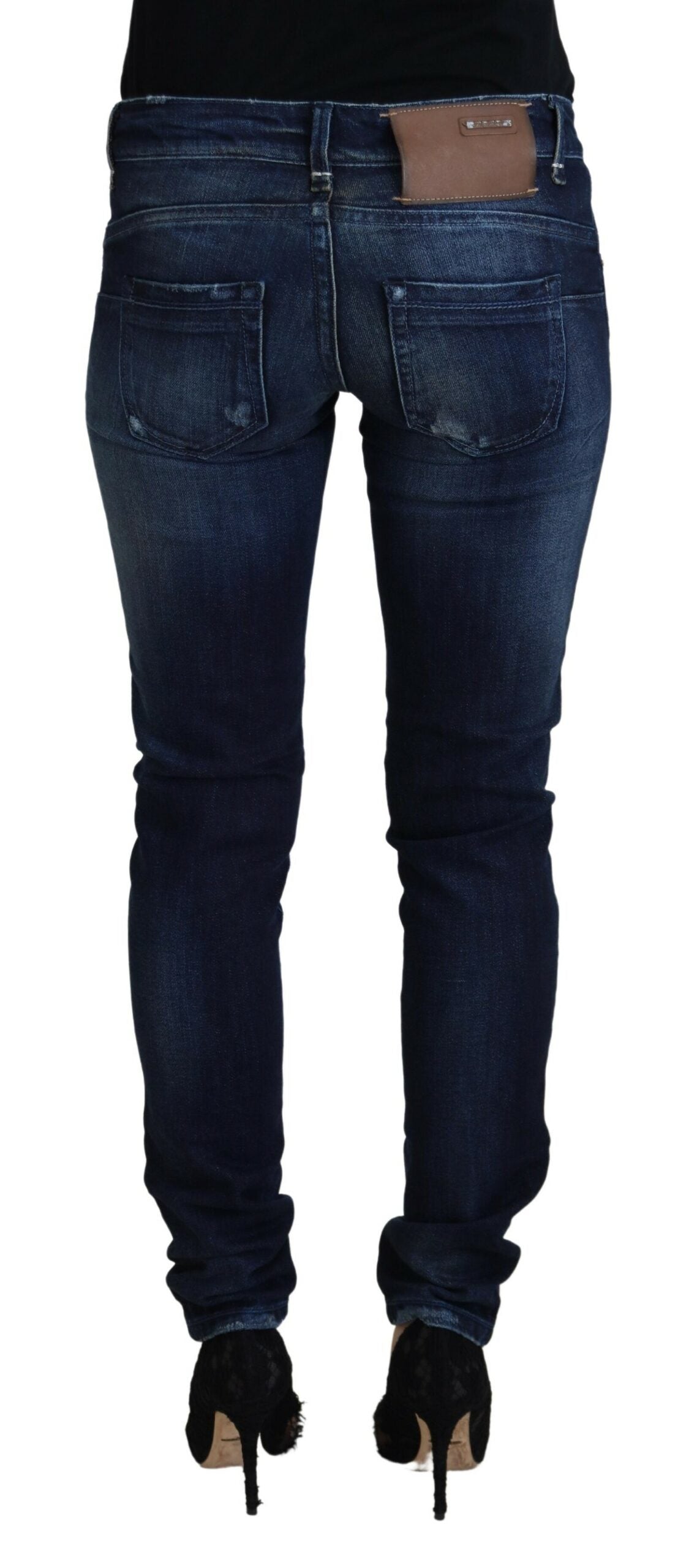 Acht Blue Cotton Low Waist Slim Fit Women Casual Denim Women's Jeans