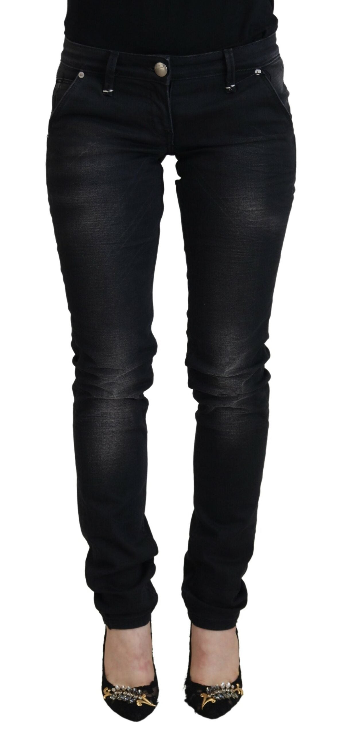 Acht Black Washed Cotton Skinny Women Casual Denim Women's Jeans