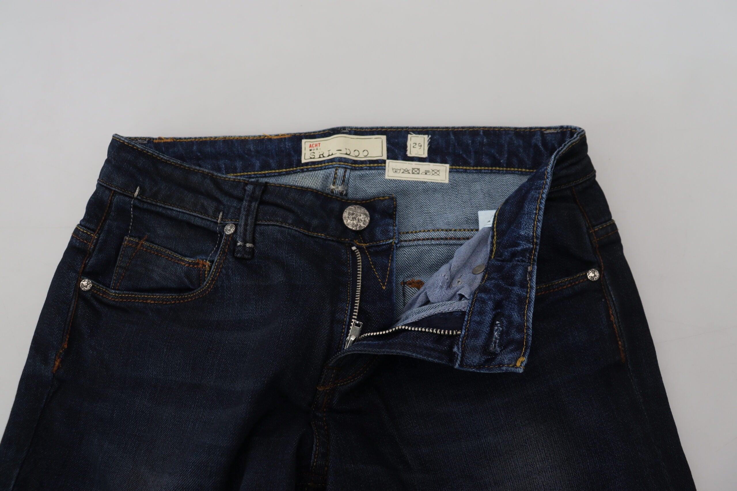 Acht Blue Cotton Skinny Low Waist Women Casual Denim Women's Jeans