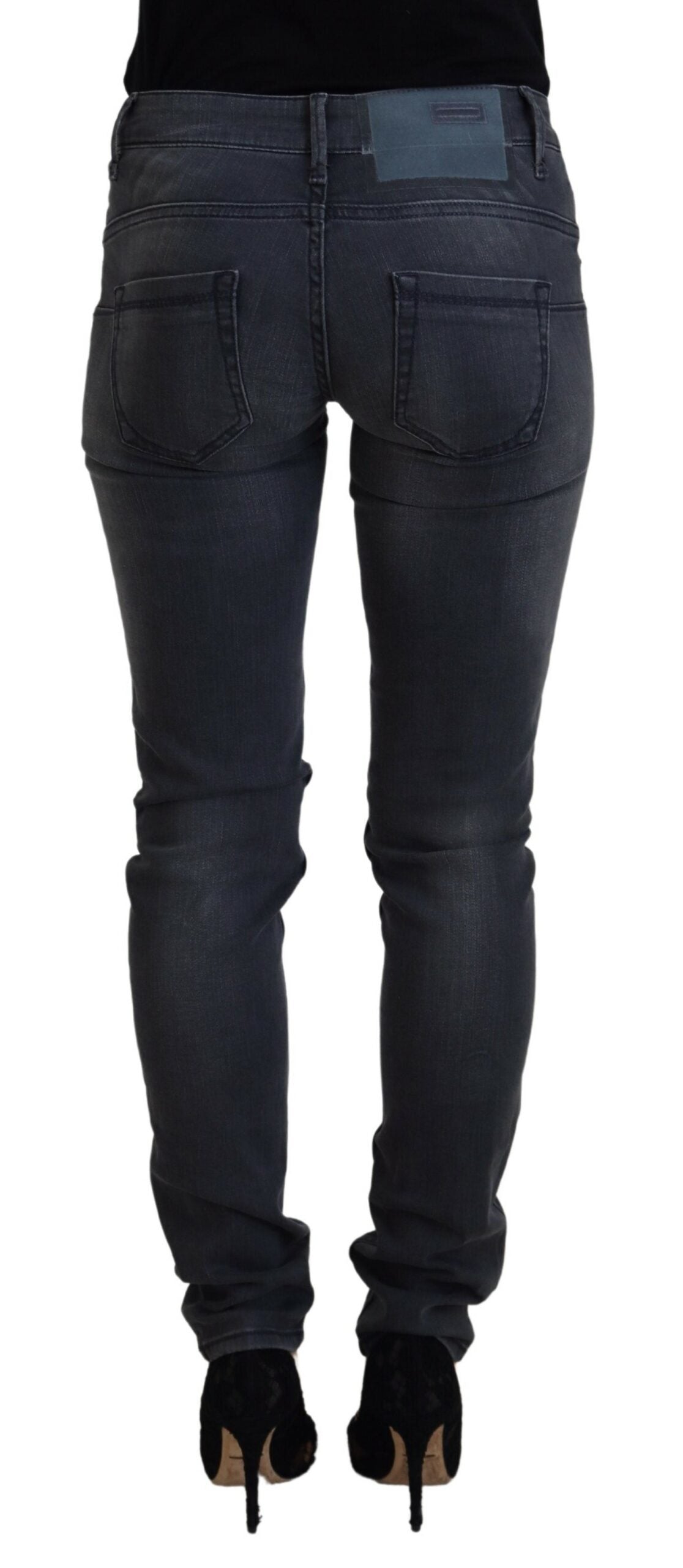 Acht Gray Cotton Skinny Low Waist Women Casual Denim Women's Jeans