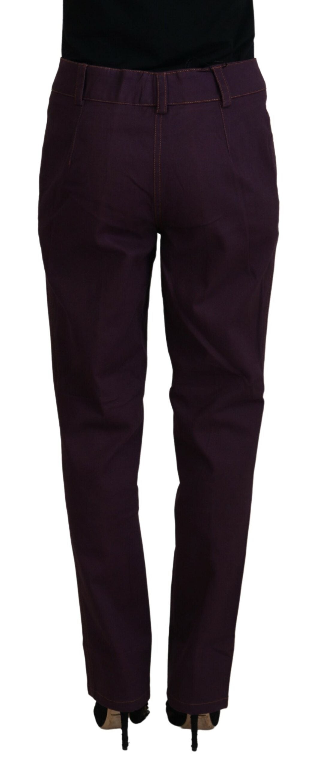 BENCIVENGA Purple Cotton Mid Waist Women Tapered Women's Pants