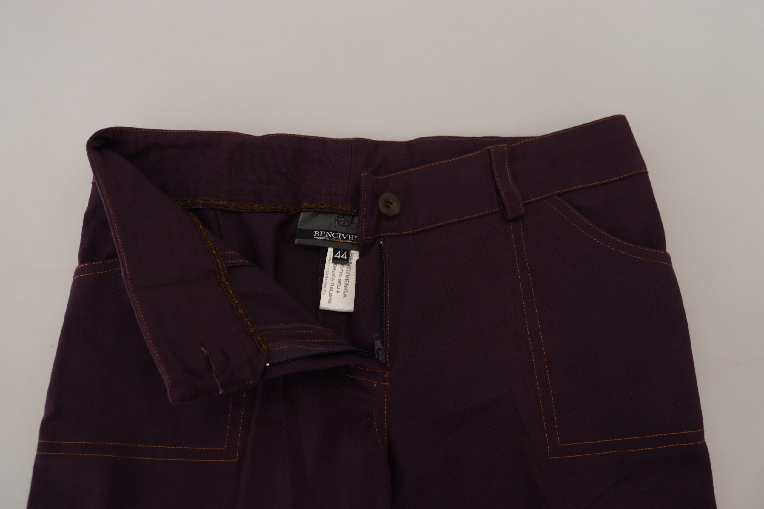 BENCIVENGA Purple Cotton Mid Waist Women Tapered Women's Pants