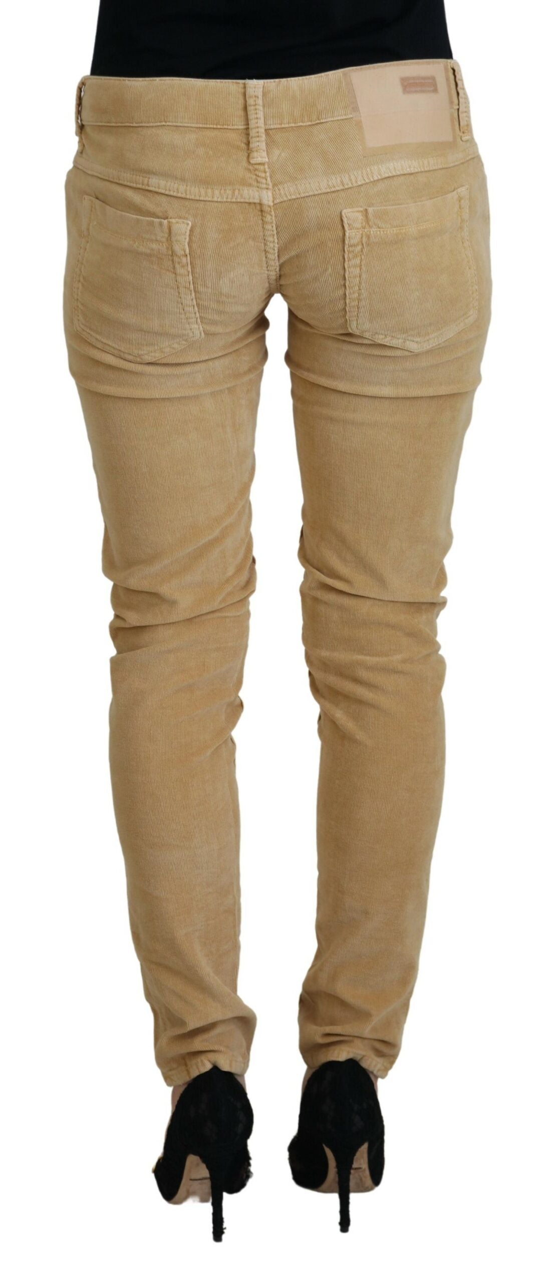 Acht Brown Cotton Corduroy Low Waist Women Casual Women's Jeans