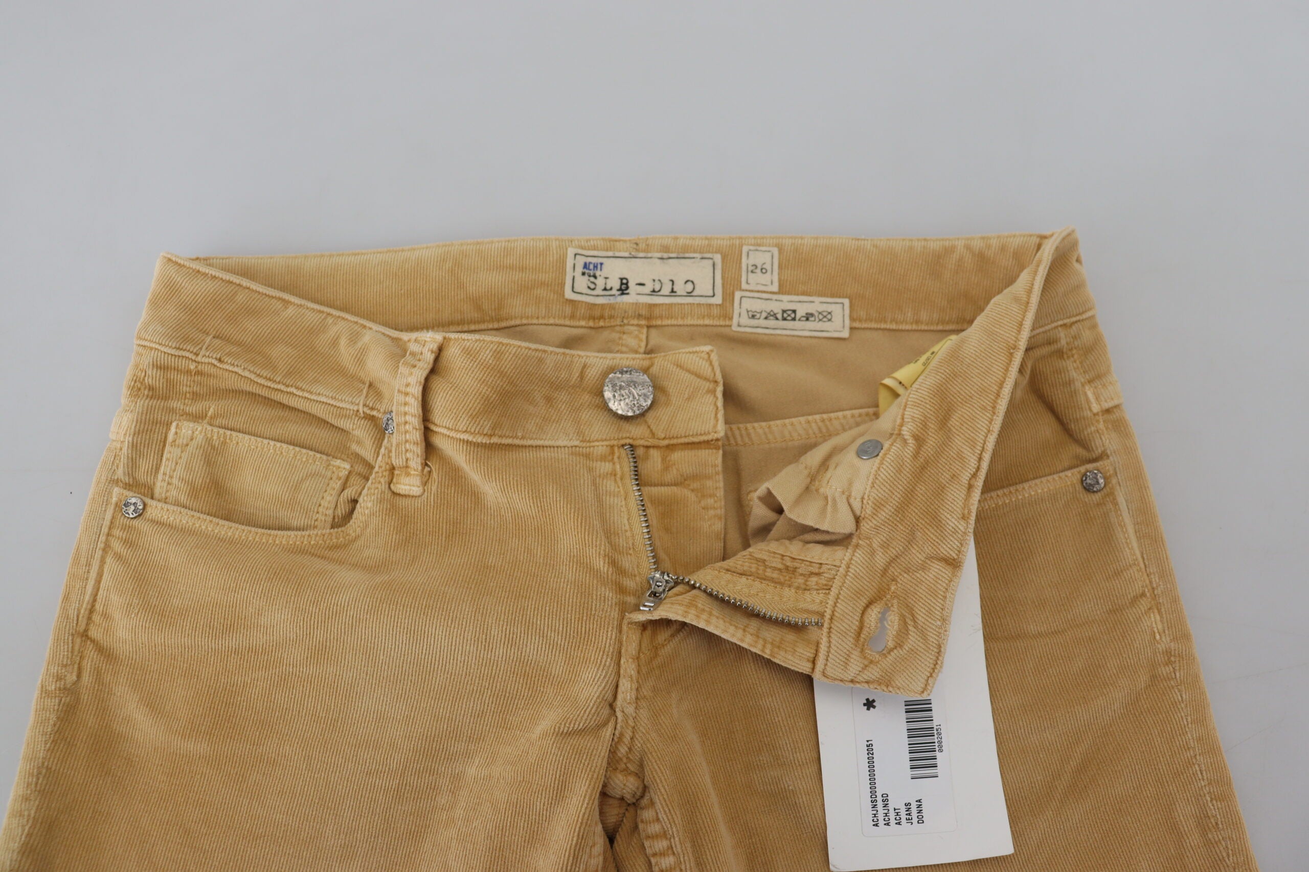 Acht Brown Cotton Corduroy Low Waist Women Casual Women's Jeans