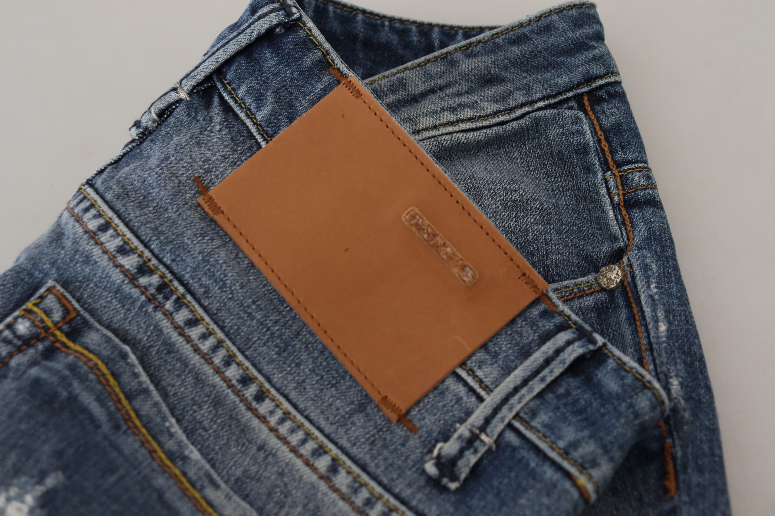 Acht Blue Washed Cotton Low Waist Women Casual Women's Jeans