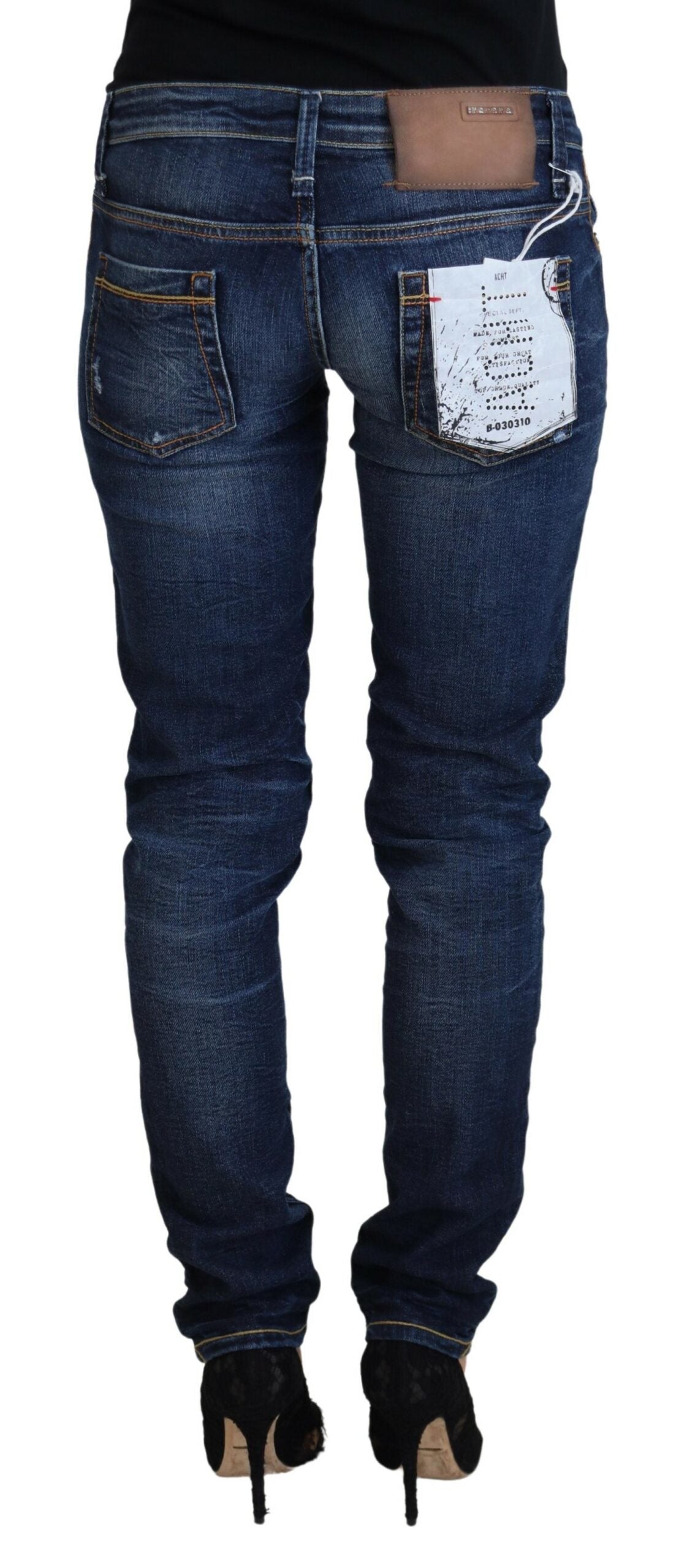 Acht Blue Washed Cotton Low Waist Women Casual Women's Jeans