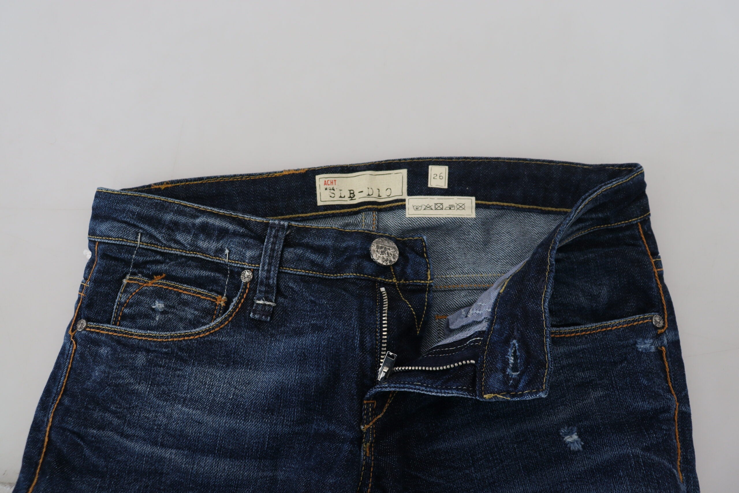Acht Blue Washed Cotton Low Waist Women Casual Women's Jeans