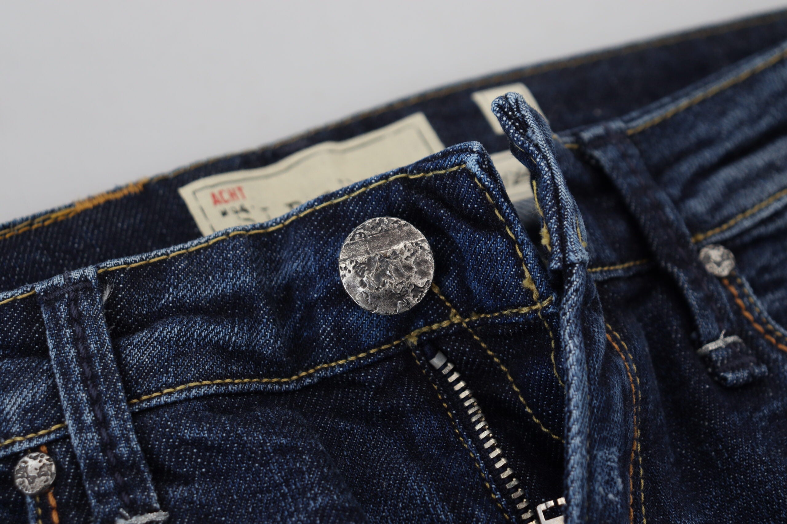 Acht Blue Washed Cotton Low Waist Women Casual Women's Jeans