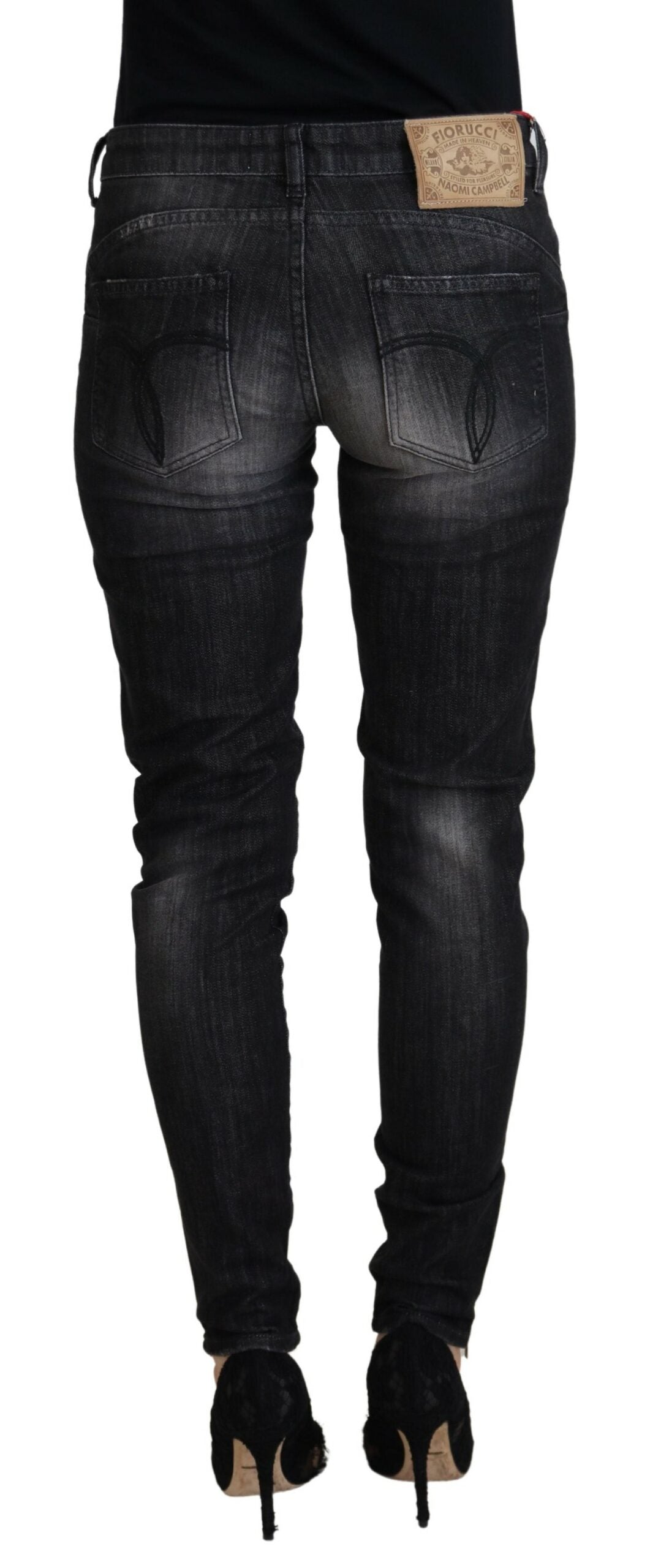 Fiorucci Black Cotton Low Waist Skinny Women Casual Women's Jeans