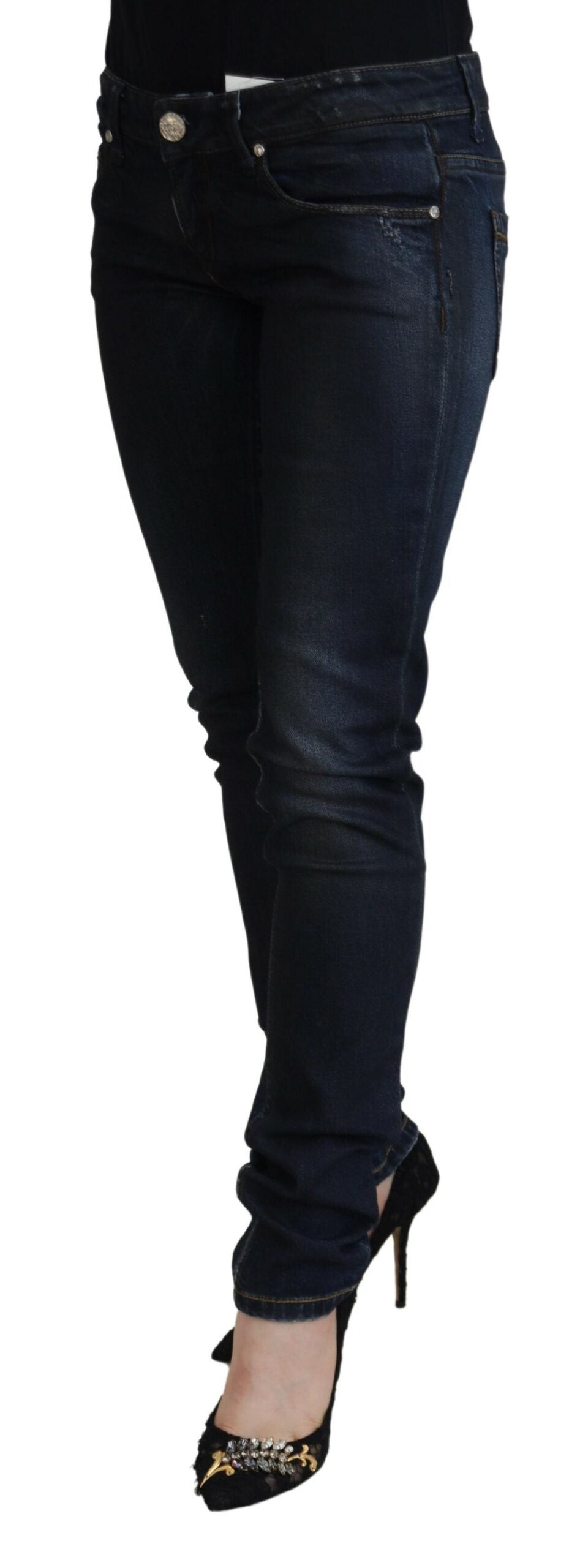 Acht Blue Cotton Low Waist Slim Fit Women Casual Women's Jeans