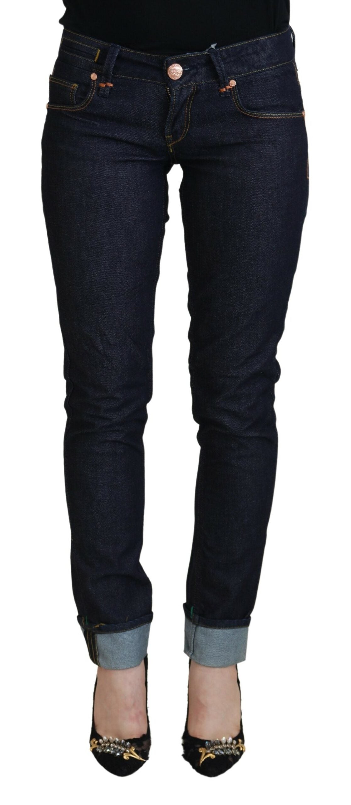 Acht Blue Cotton Low Waist Slim Fit Women Casual Women's Jeans