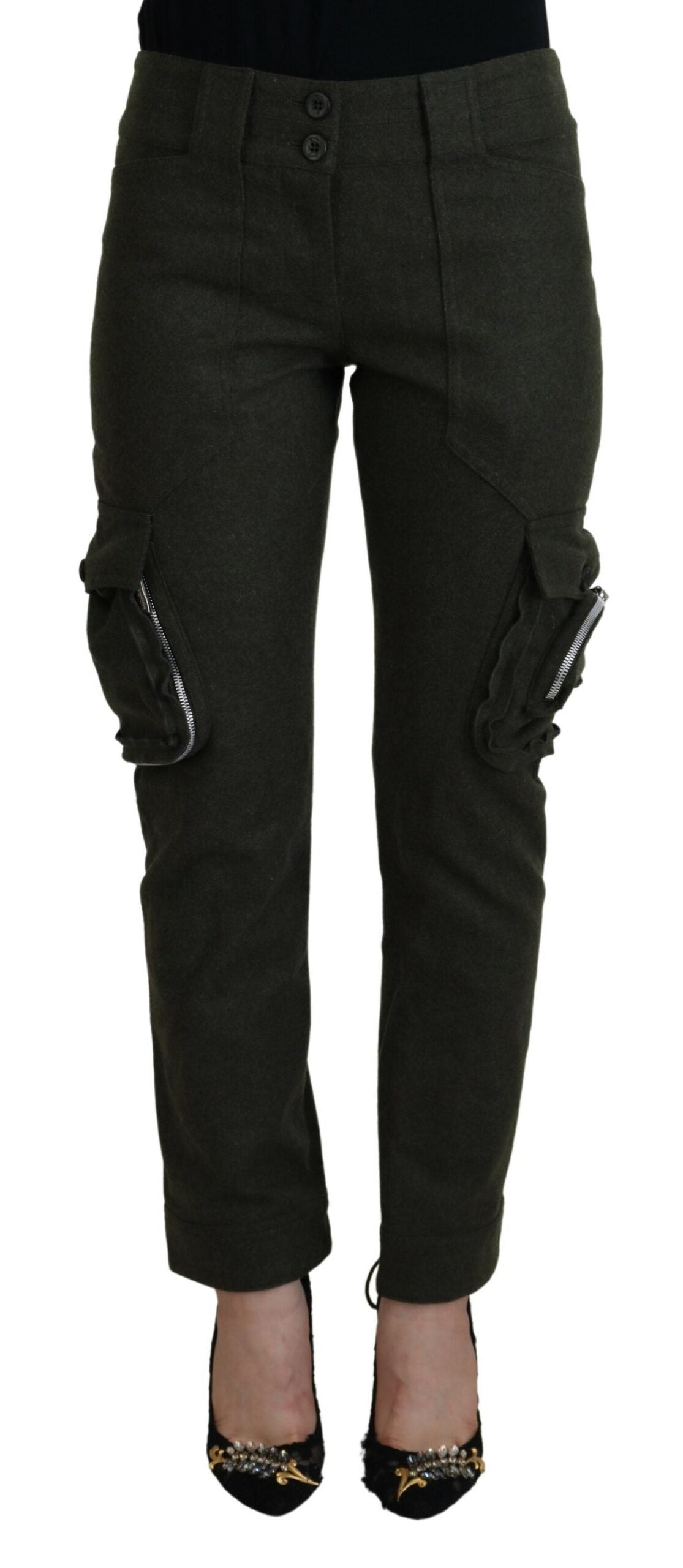 Ermanno Scervino Elegant Tapered Green Wool-Blend Women's Pants