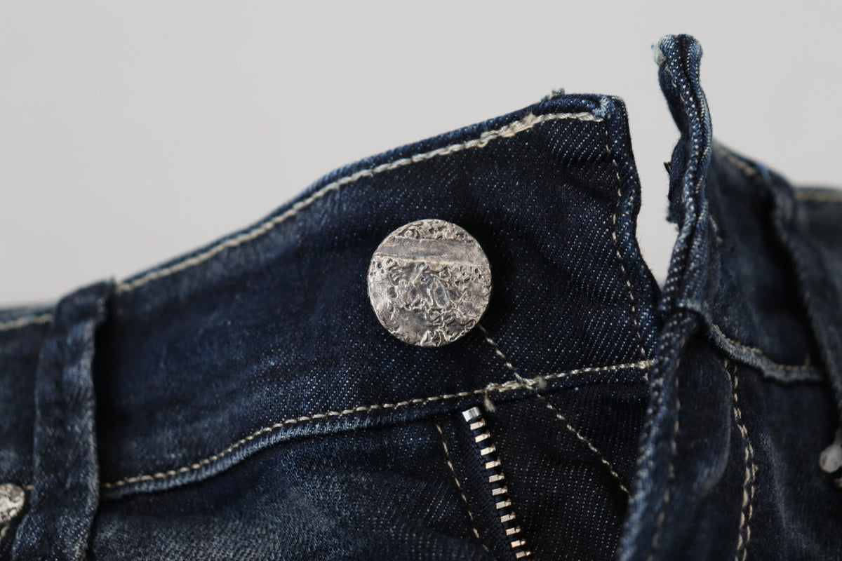 Acht Blue Washed Cotton Slim Fit Women Denim Women's Jeans