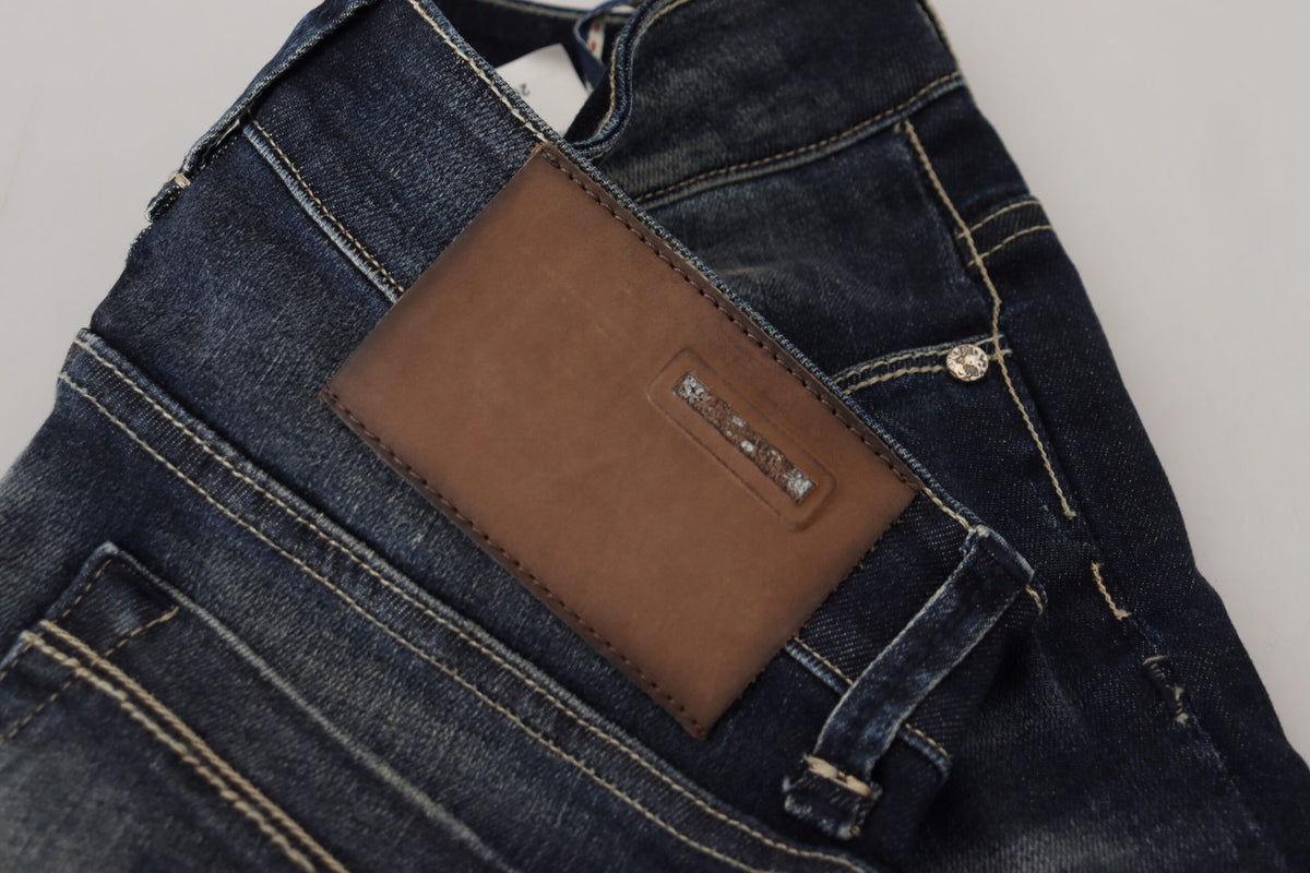 Acht Blue Washed Cotton Slim Fit Women Denim Women's Jeans