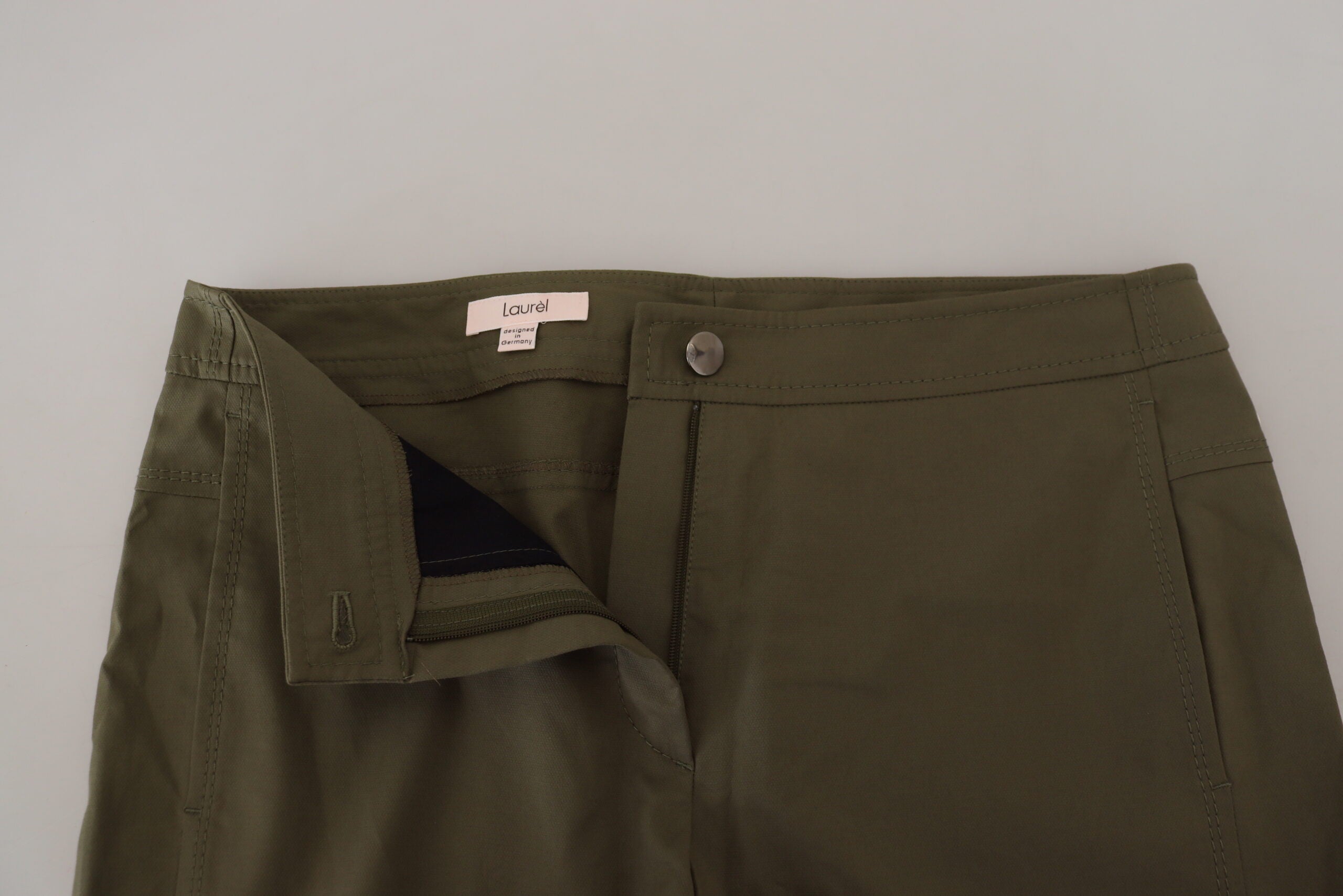 LAUREL Green Cotton High Waist Women Tapered Women's Pants