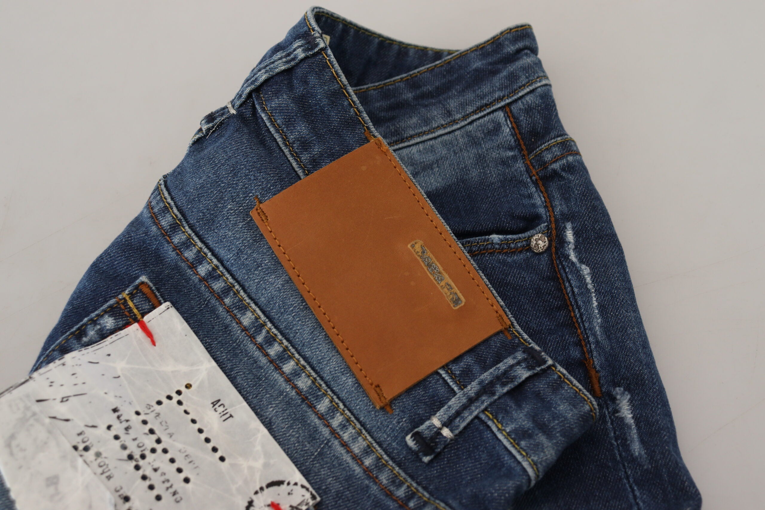 Acht Blue Washed Cotton Slim Fit Women Denim Women's Jeans