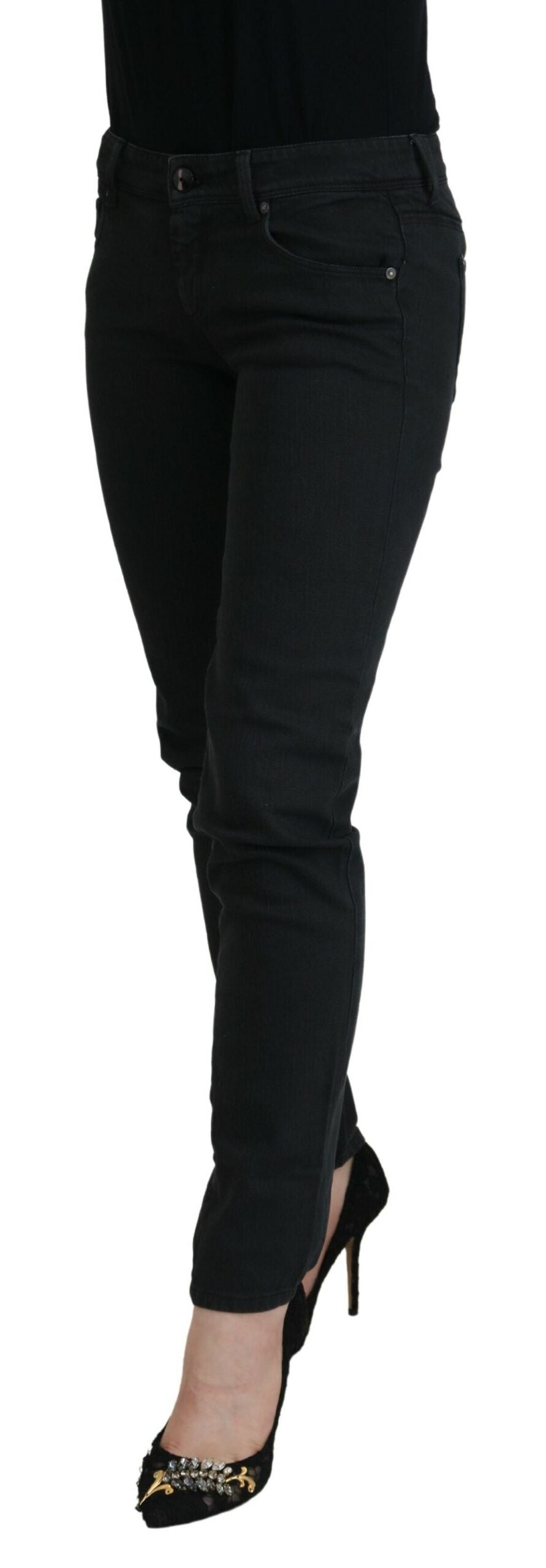 Ermanno Scervino Black Cotton Slim Fit Women Denim Women's Jeans