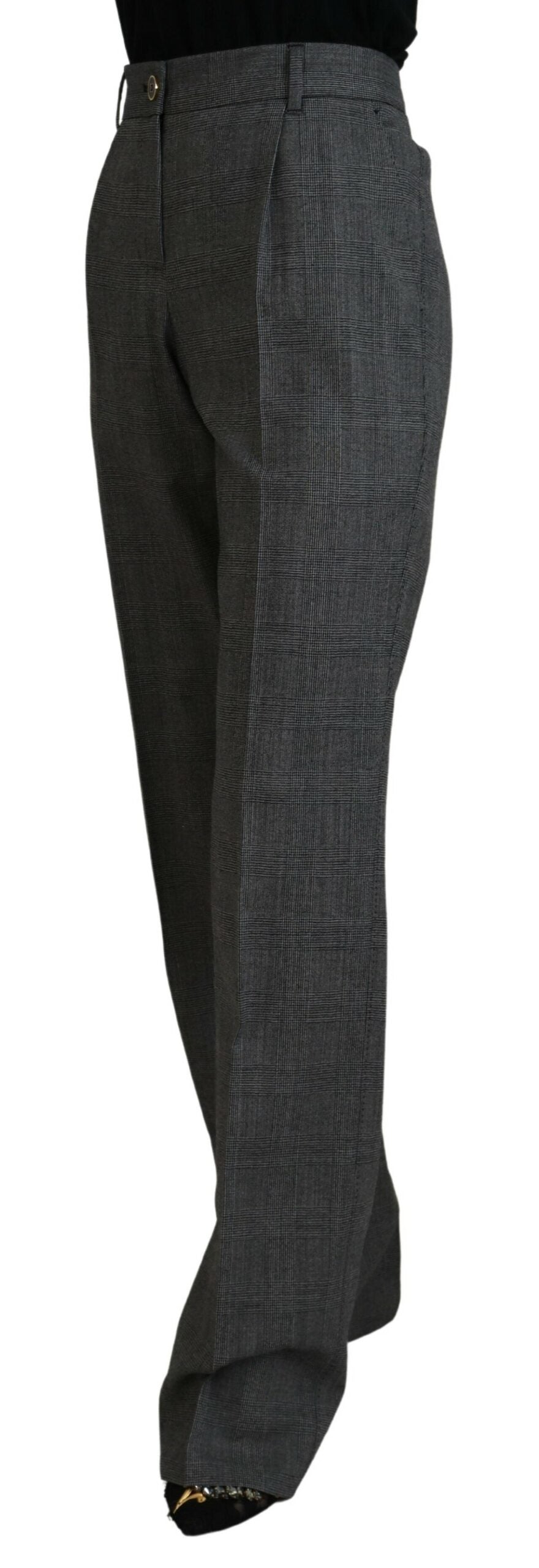 Dolce & Gabbana High-Waist Plaid Virgin Wool Women's Pants