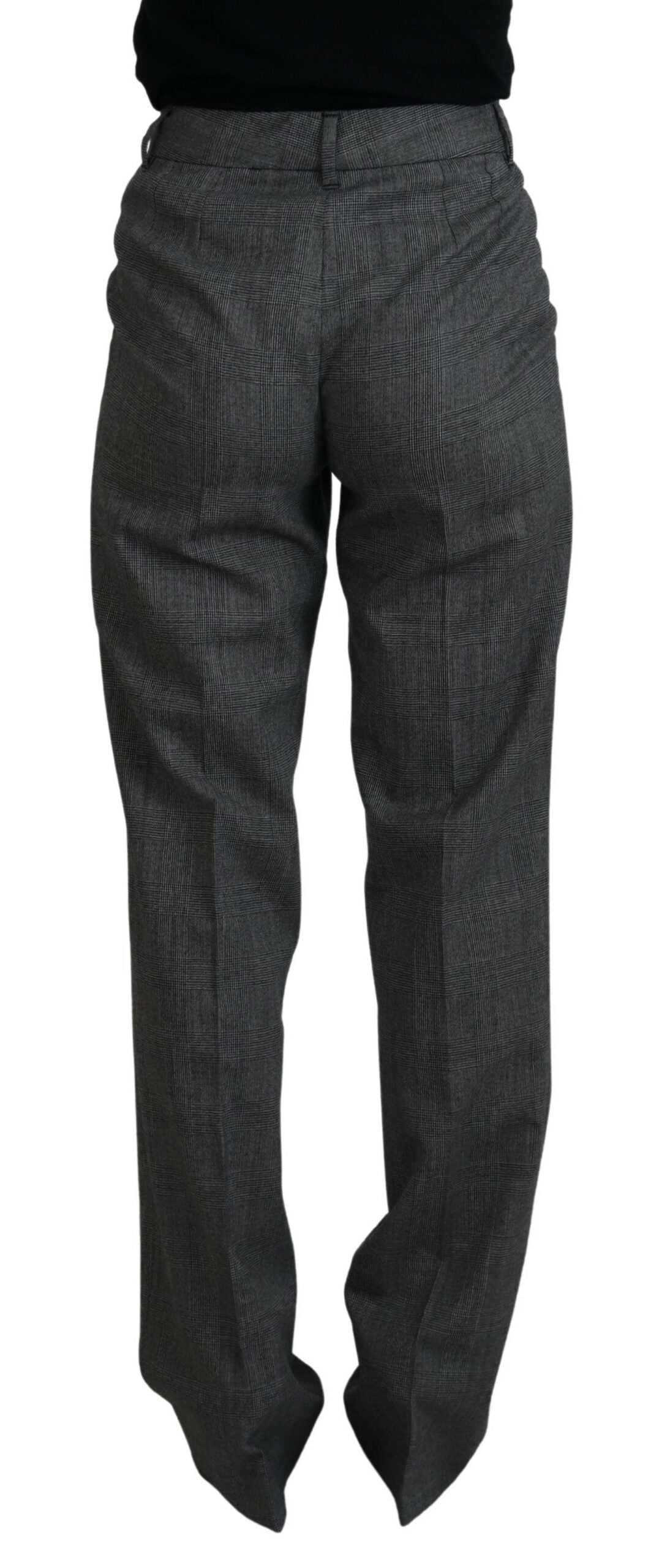 Dolce & Gabbana High-Waist Plaid Virgin Wool Women's Pants