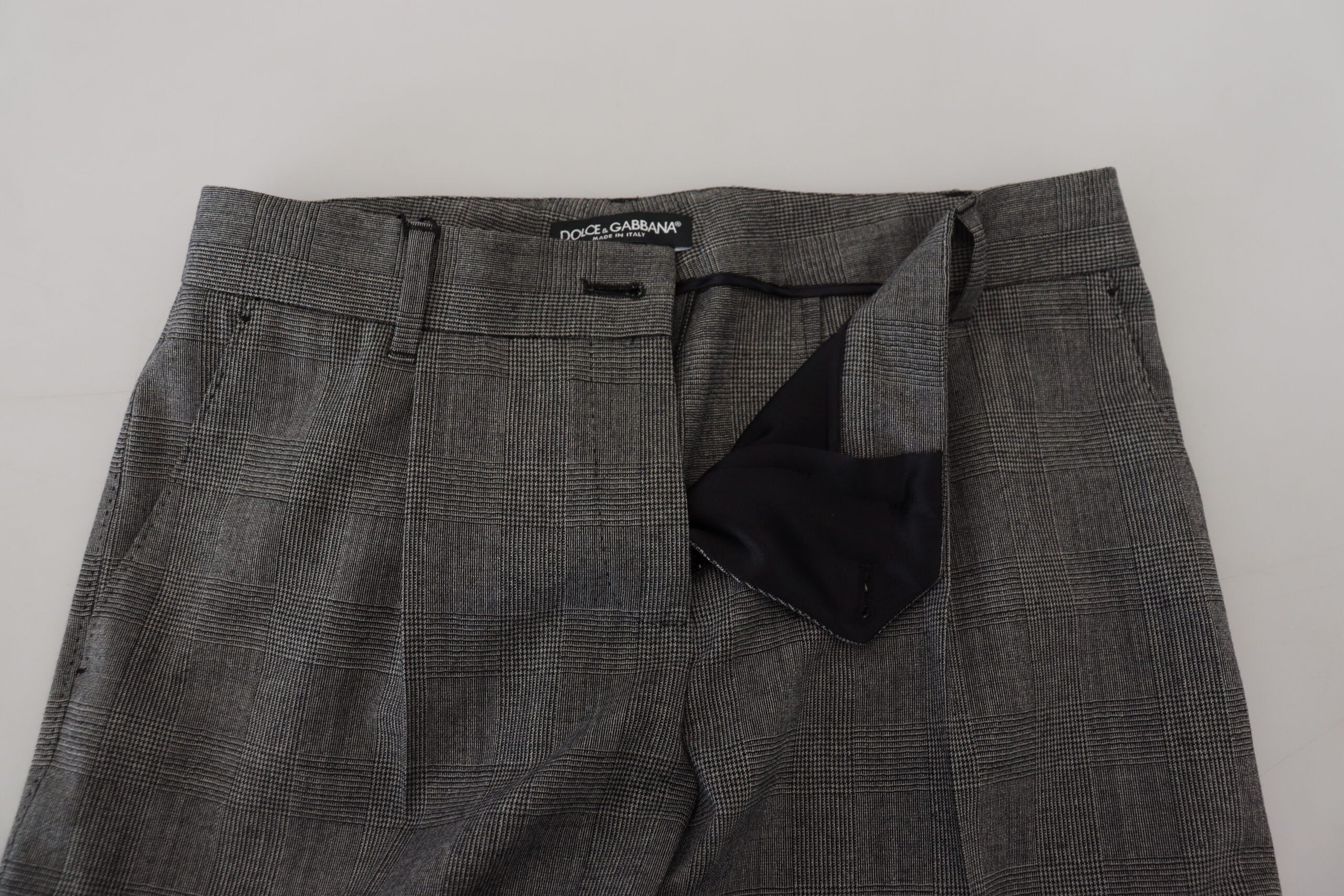 Dolce & Gabbana High-Waist Plaid Virgin Wool Women's Pants