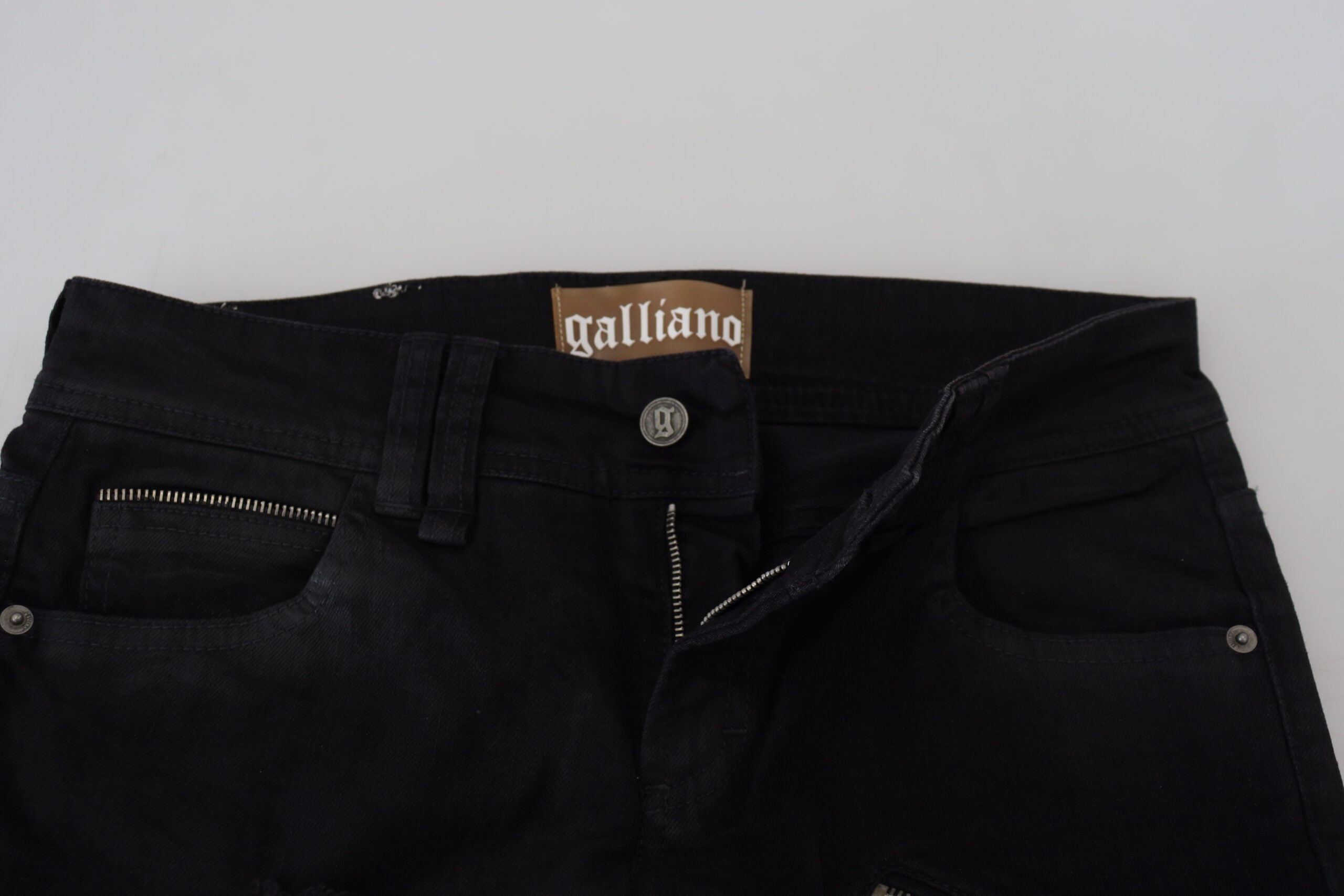 John Galliano Black Cotton Mid Waist Skinny Slim Fit Denim Women's Jeans