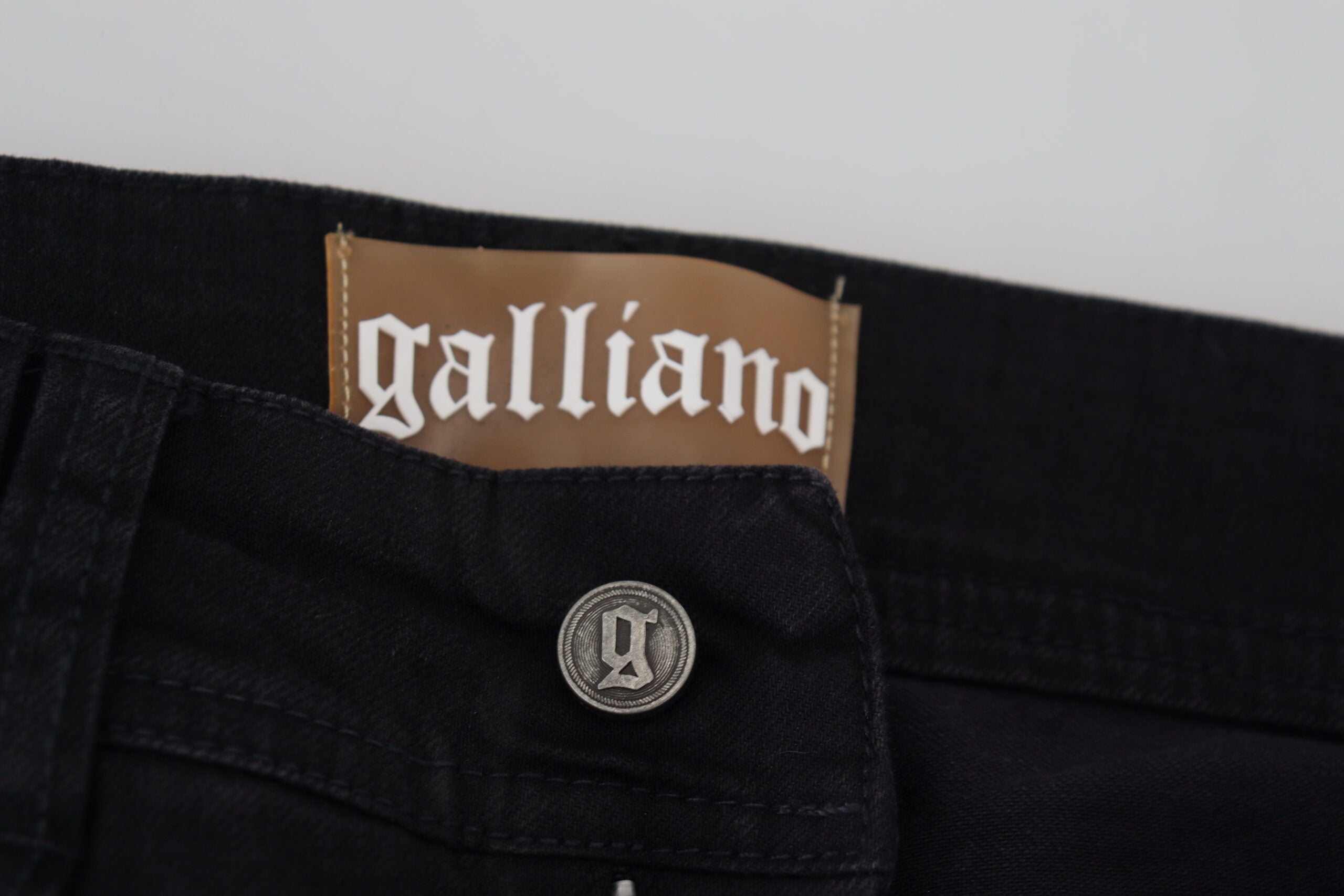 John Galliano Black Cotton Mid Waist Skinny Slim Fit Denim Women's Jeans