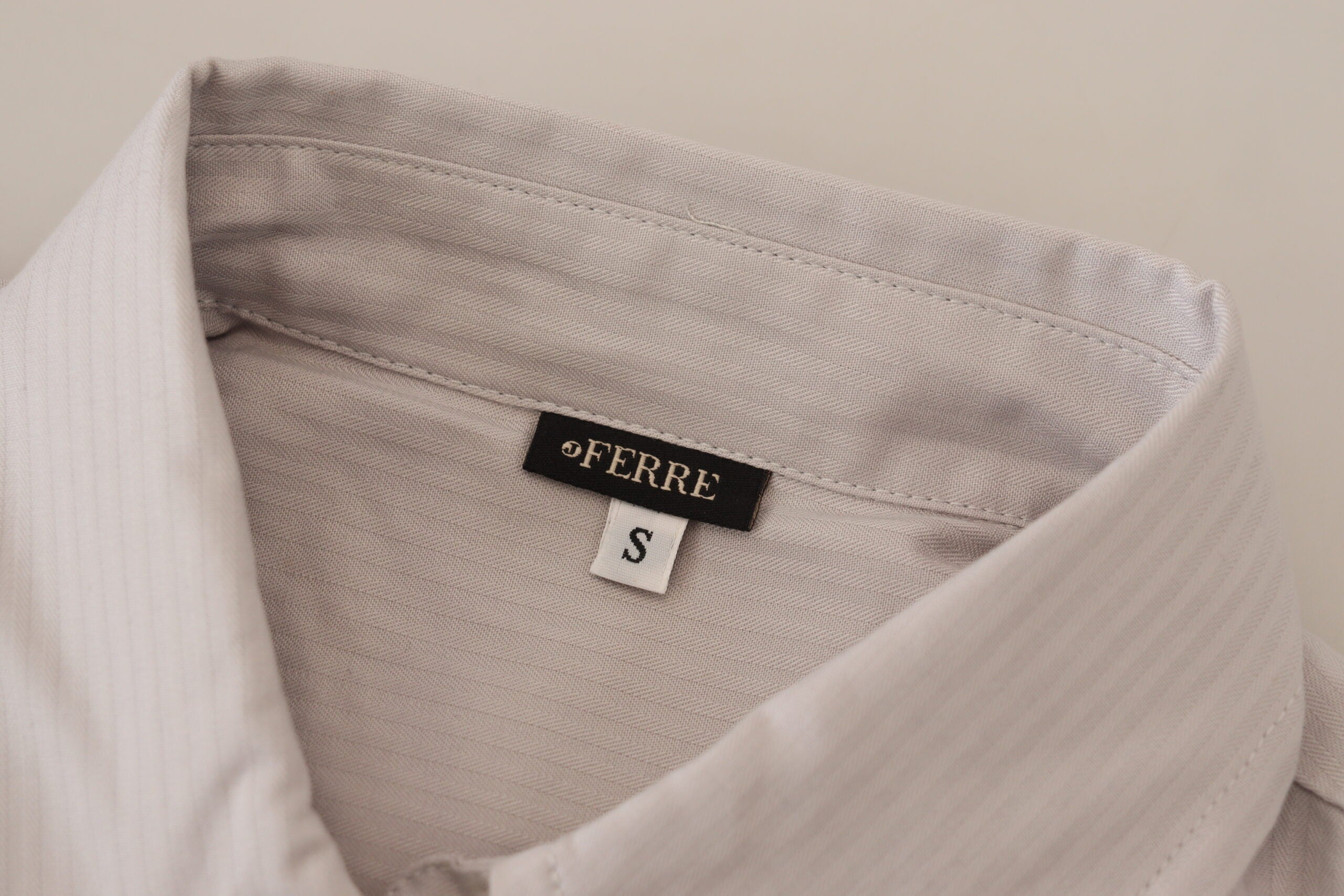 Ferre Light Gray Stripes Cotton Sleeveless Collared Women's Top