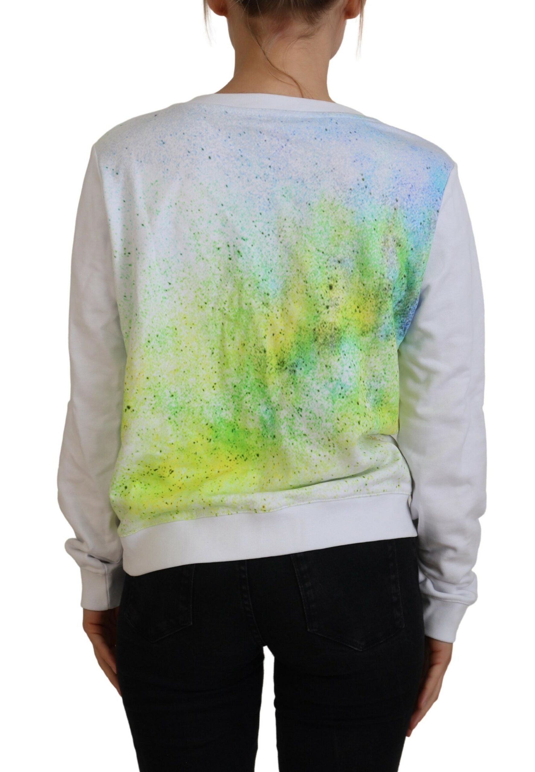 Versace Jeans Elegant White Graphic Crew Neck Women's Sweater