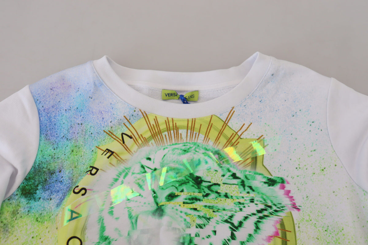 Versace Jeans White Graphic Print Long Sleeves Women's Sweater